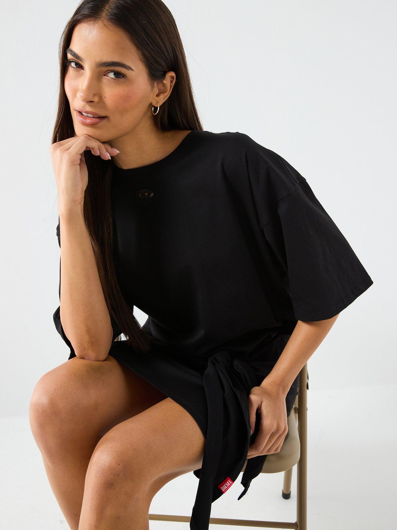 Image 4 of 6 of Diesel D-Eivor Wrap T-Shirt Dress - Black