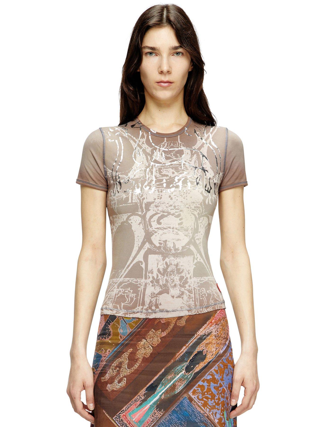 Diesel T-Uncutie Short Sleeve Printed T-Shirt - Light Brown