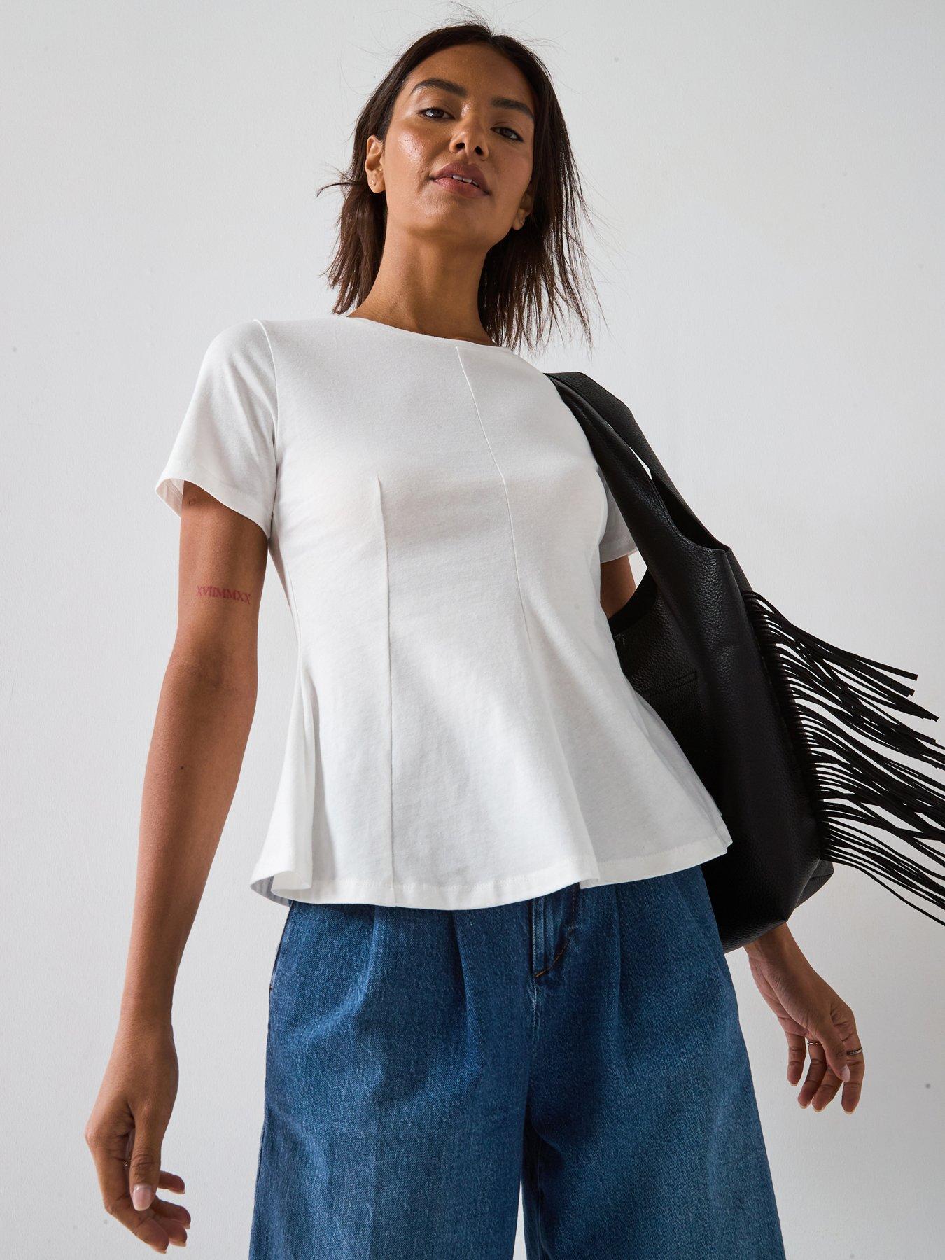 V by Very: Seam Detail T-Shirt - White