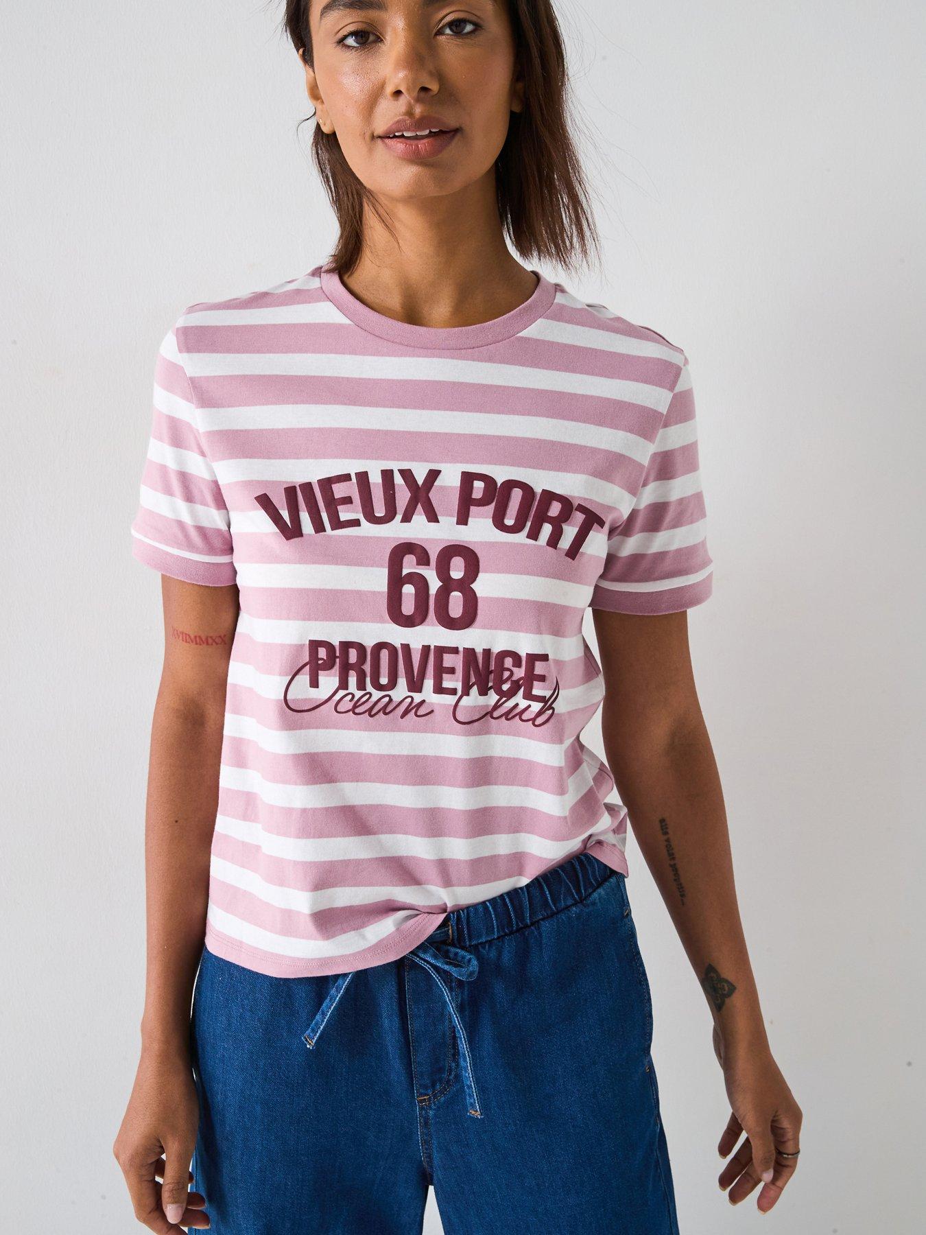 undefined Graphic Stripe T-shirt - Pink