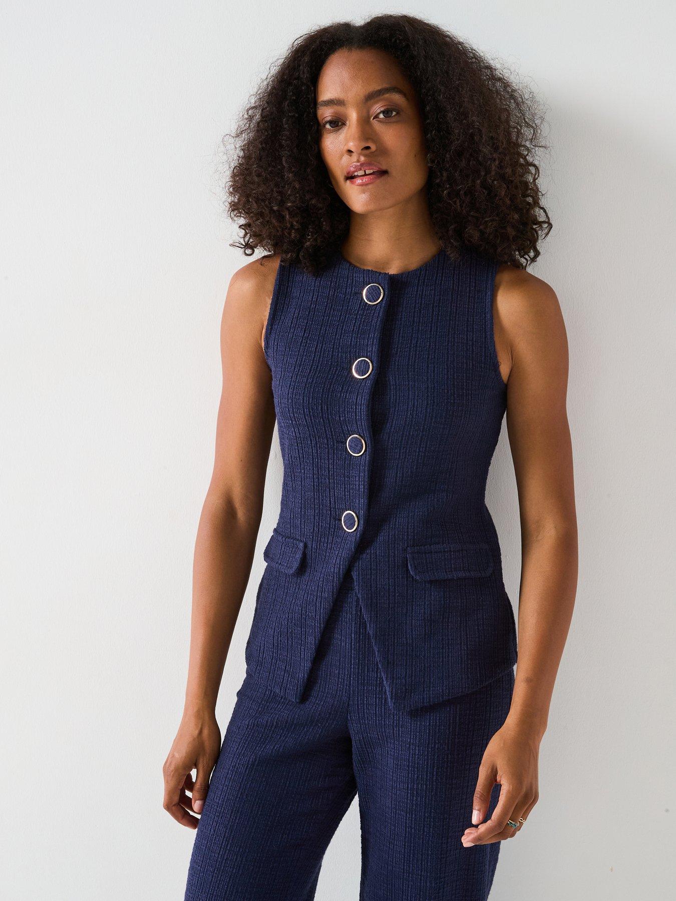 undefined Boucle Button Up Waistcoat Top