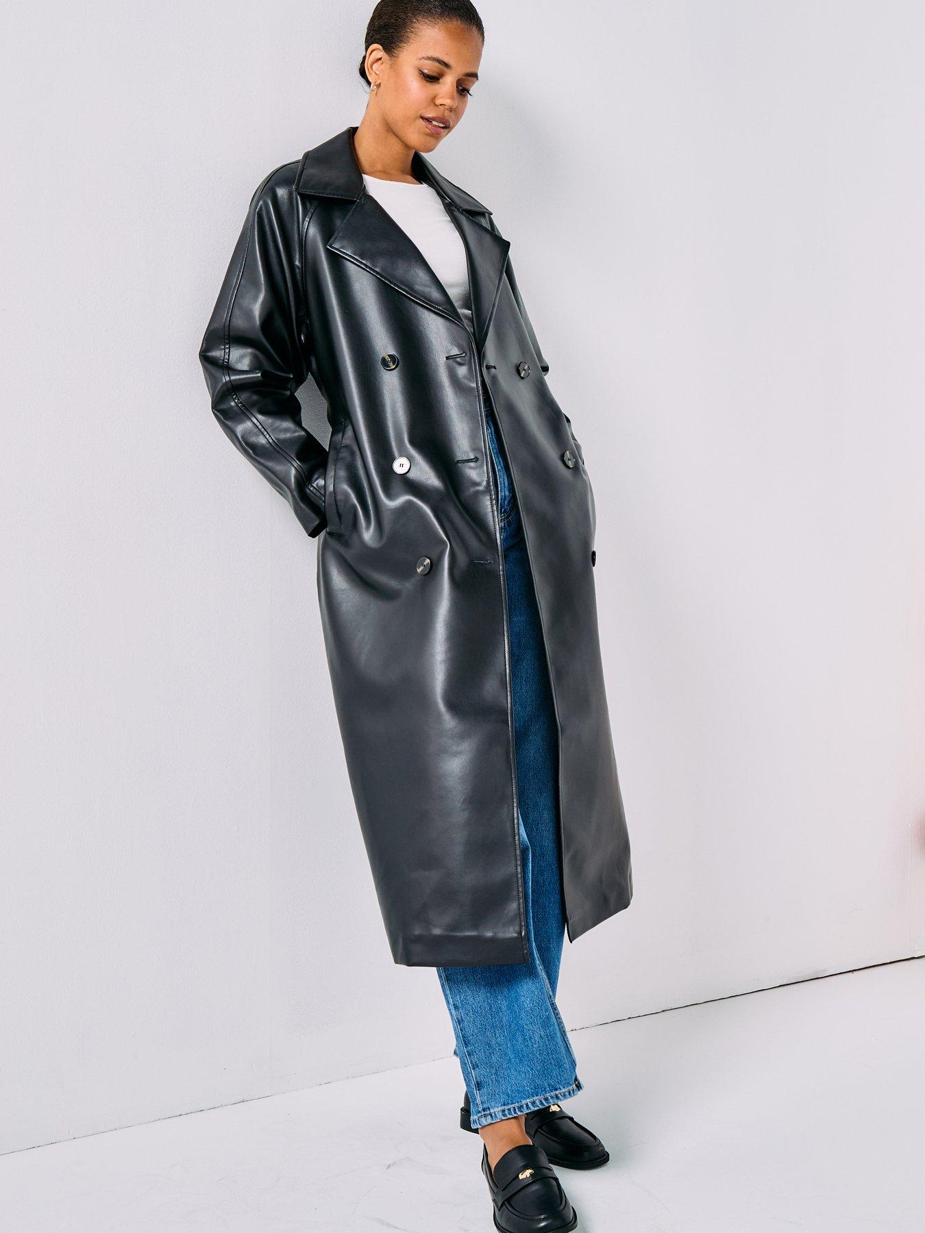 only-bina-faux-leather-trenchcoat-black-black