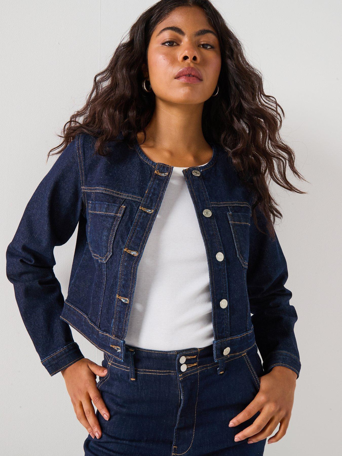 Only Joana Long Sleeve Denim Jacket - Dark Blue