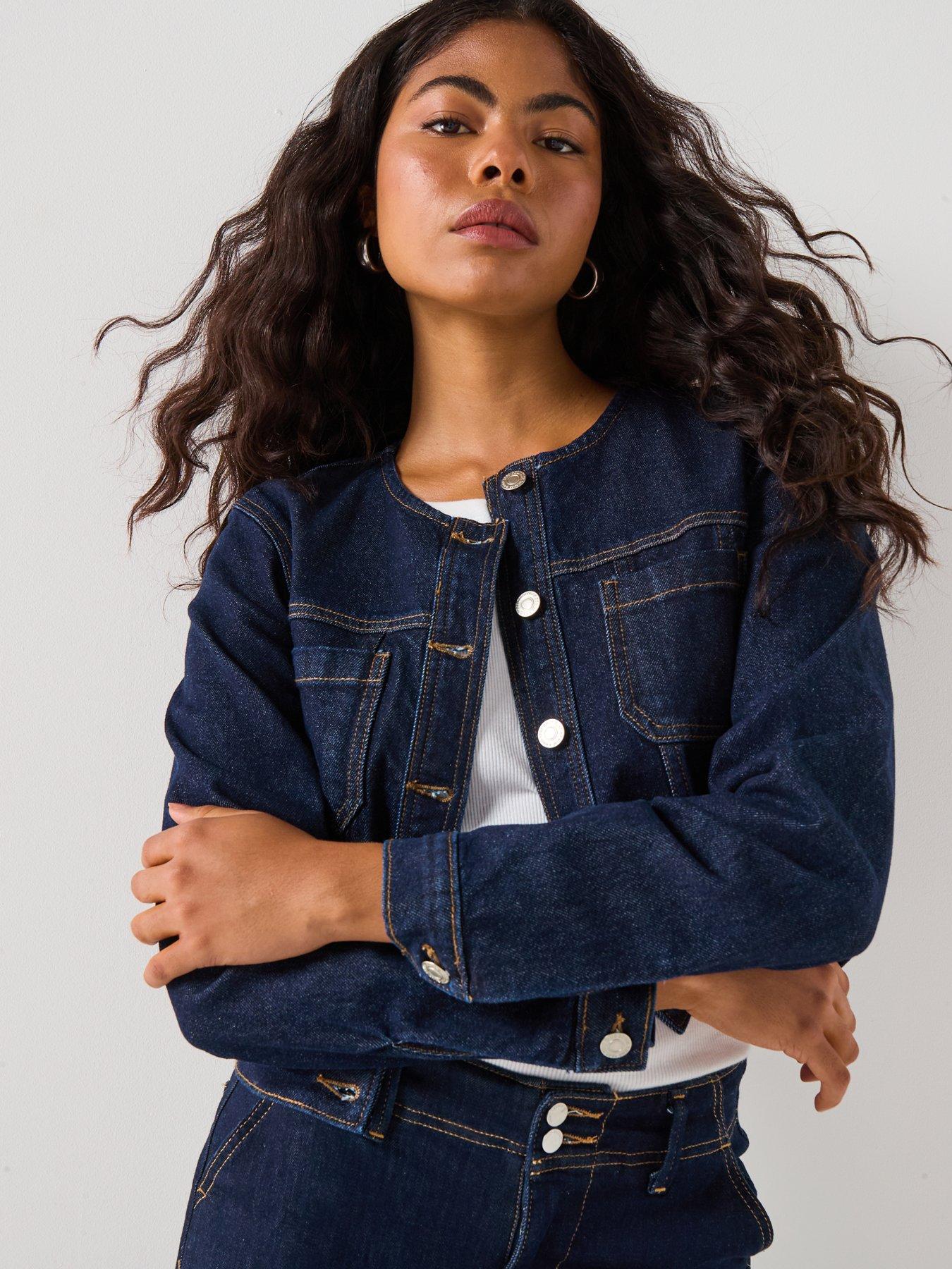 Image 5 of 5 of Only Joana Long Sleeve Denim Jacket - Dark Blue