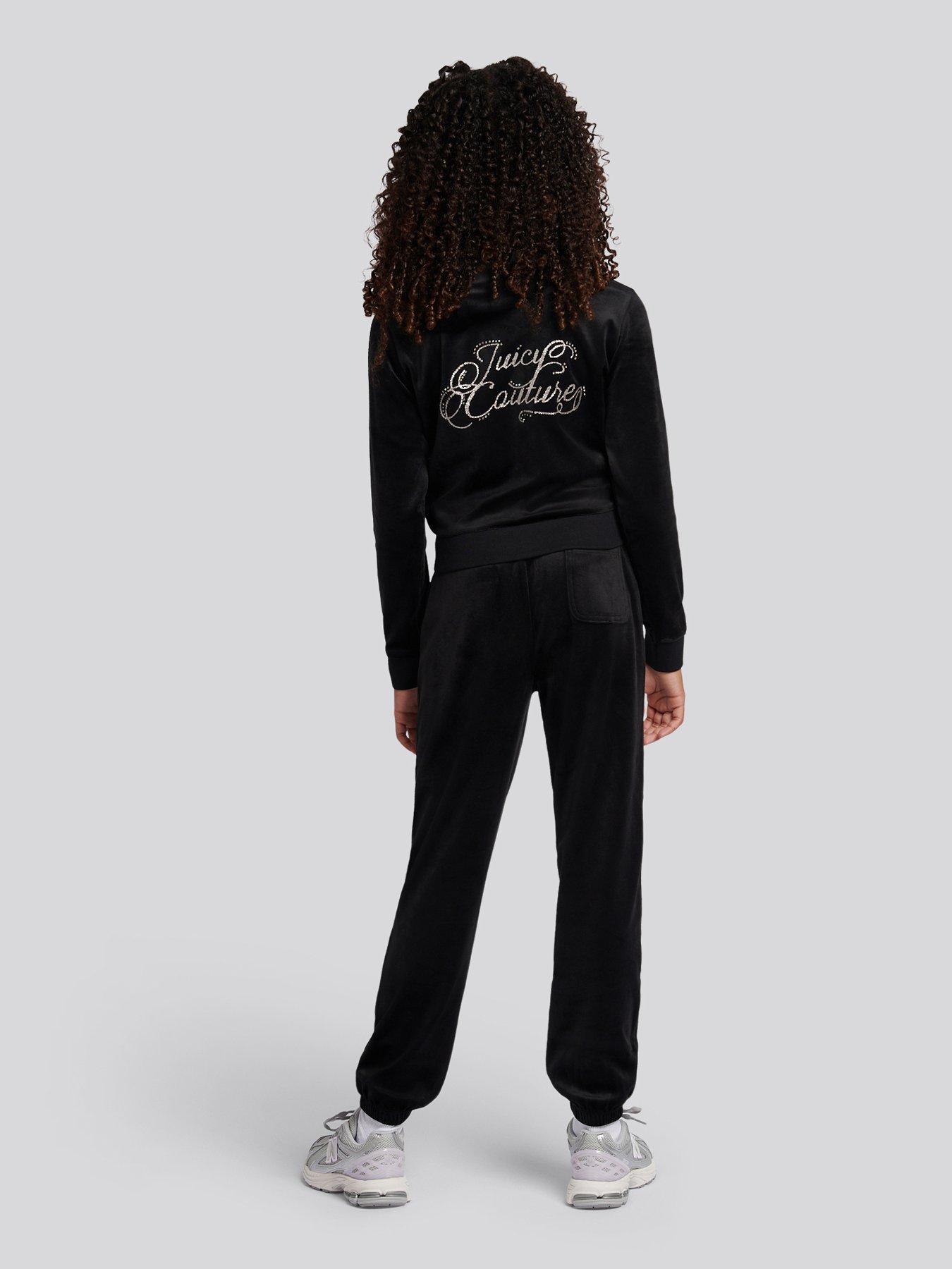 Image 2 of 5 of Juicy Couture Girls Zip Through Hoodie &amp; Relaxed Jogger Set - Black