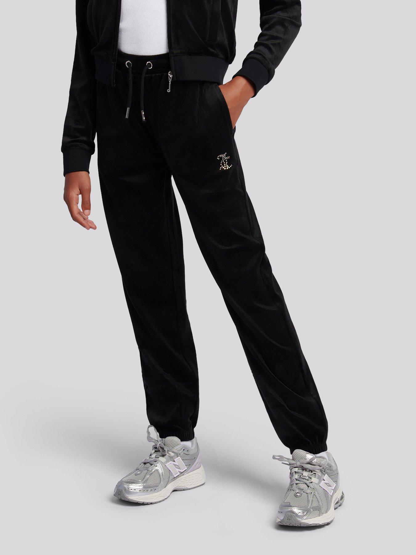 Image 4 of 5 of Juicy Couture Girls Zip Through Hoodie &amp; Relaxed Jogger Set - Black