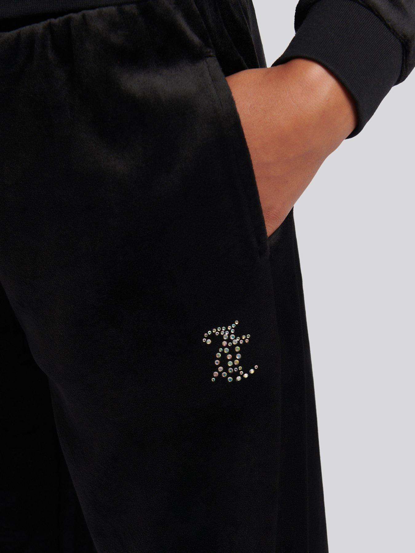 Image 5 of 5 of Juicy Couture Girls Zip Through Hoodie &amp; Relaxed Jogger Set - Black