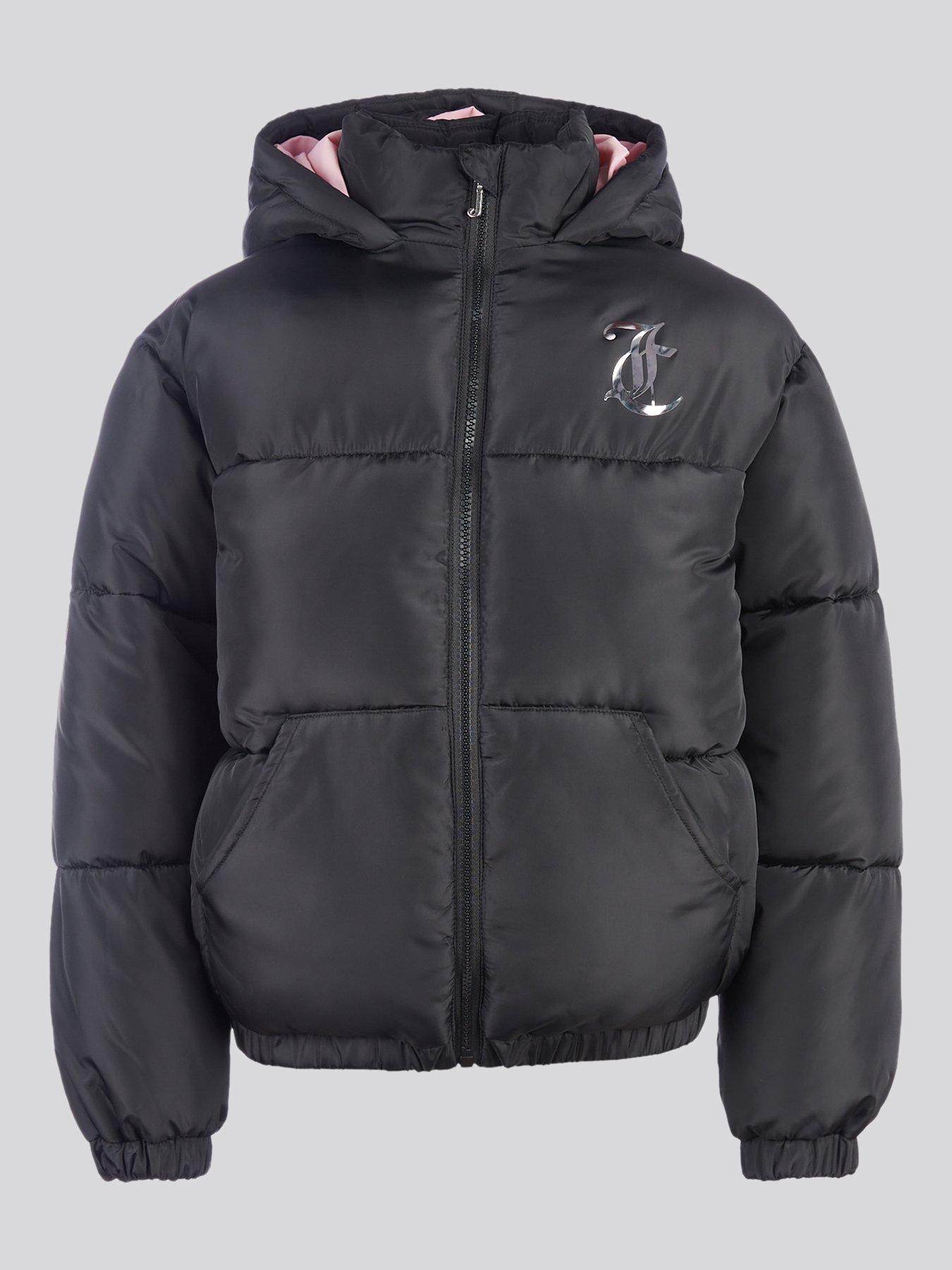 undefined Girls Shorter Length Foiled Padded Coat  - Black