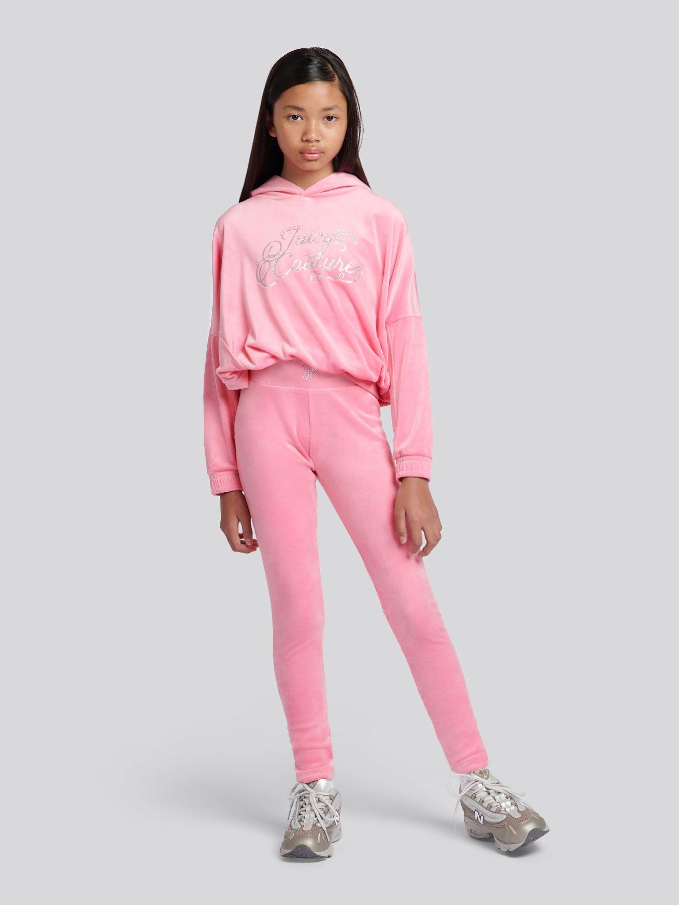Juicy Couture Girls Relaxed Hoodie & Velour Legging Set - Pink