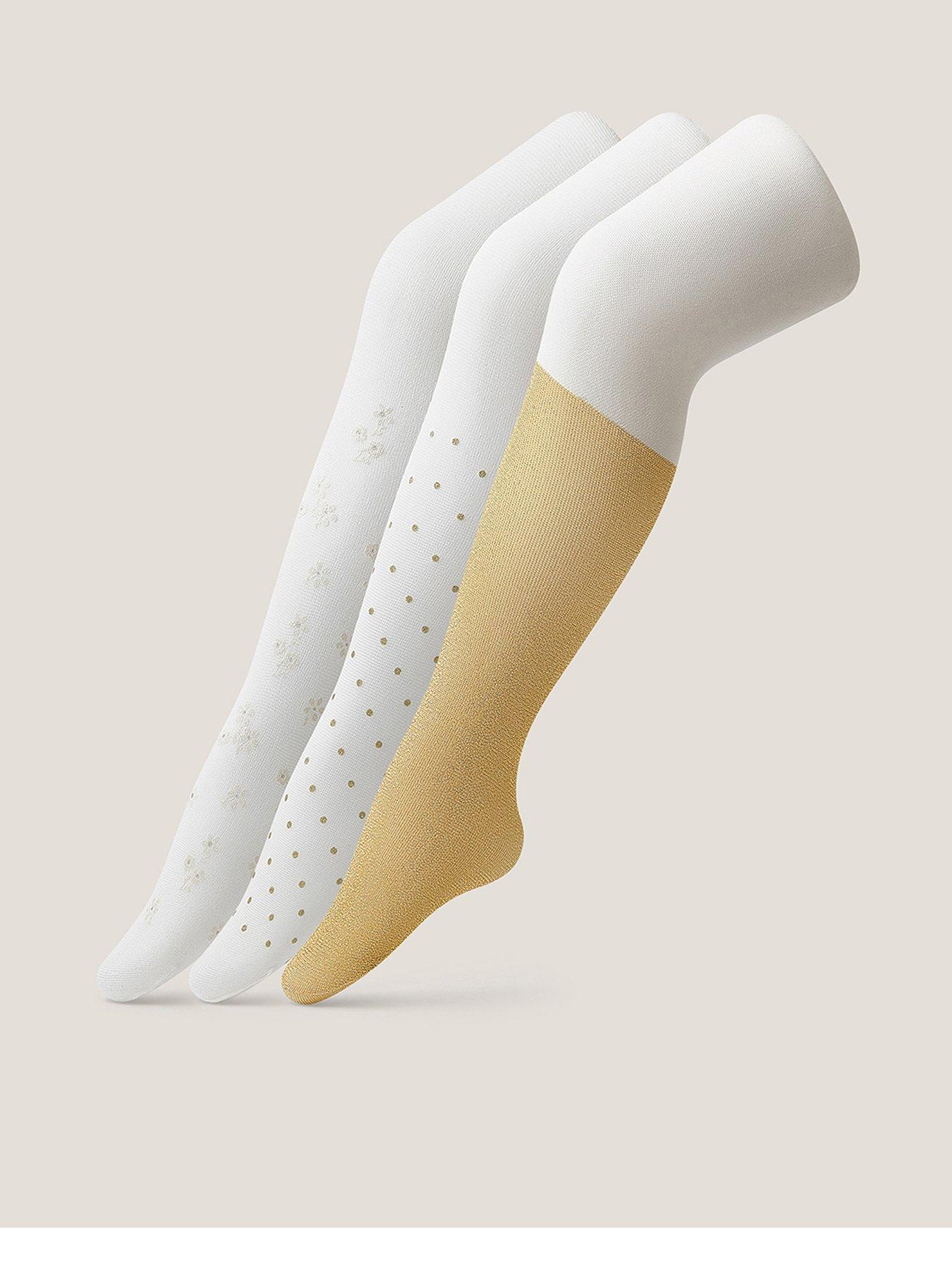 Monsoon Baby Girls 3 Pack Glitter Tights - Gold