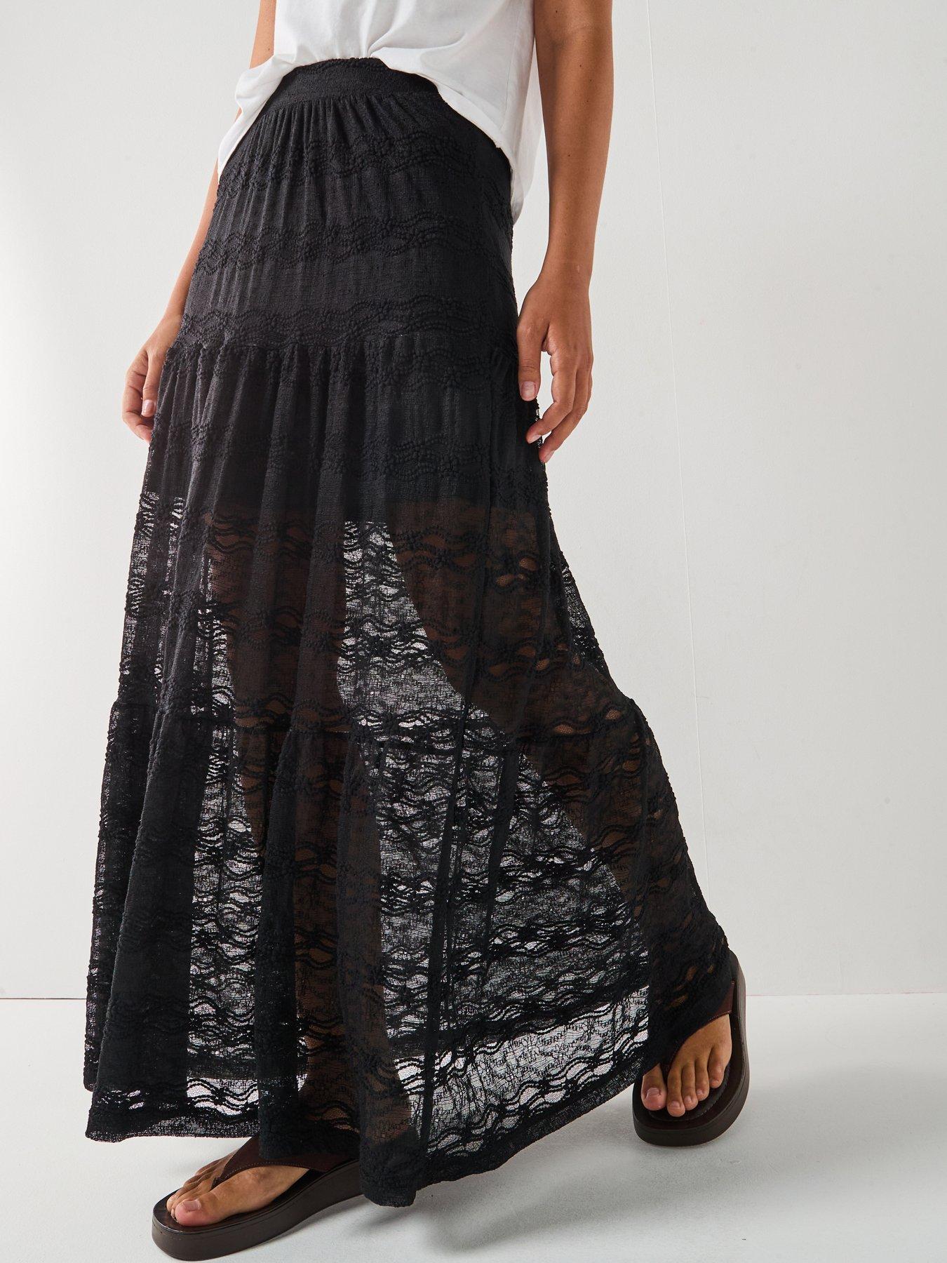 Only Luna Long Midi Jersey Skirt - Black