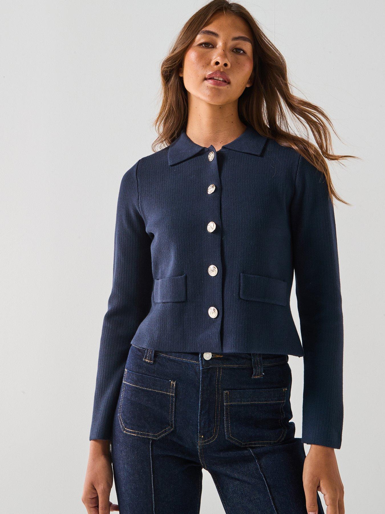 Only Alberte Life Long Sleeve Button Cardigan - Navy