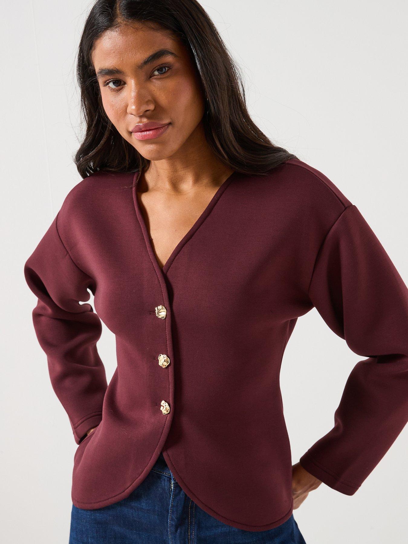 Image 1 of 6 of Only Naomi Long Sleeve Cardigan - Red
