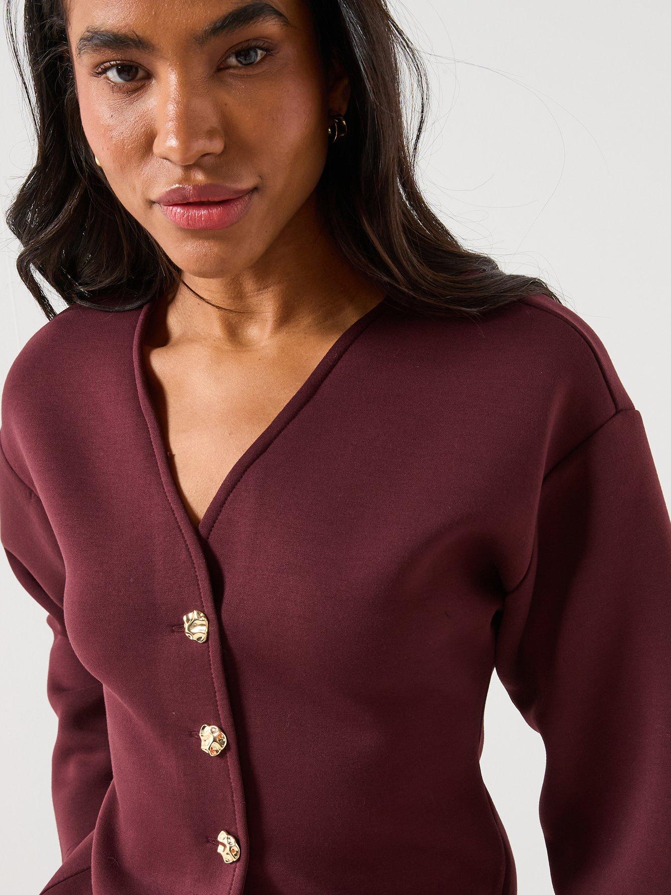 Image 4 of 6 of Only Naomi Long Sleeve Cardigan - Red