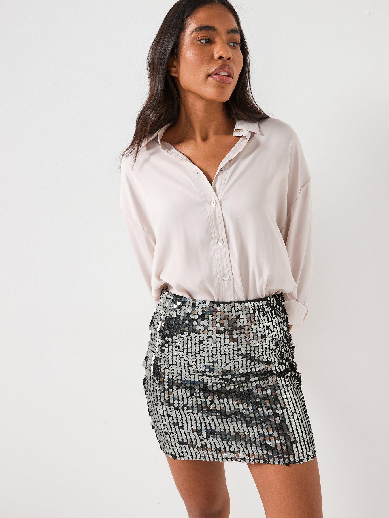 Image 4 of 5 of JDY Troja Sequin Mini Skirt - Black