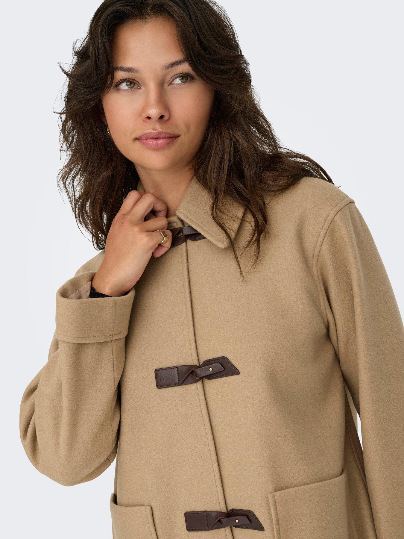 Image 1 of 5 of Only Evie Toggle Fastening Coat - Beige