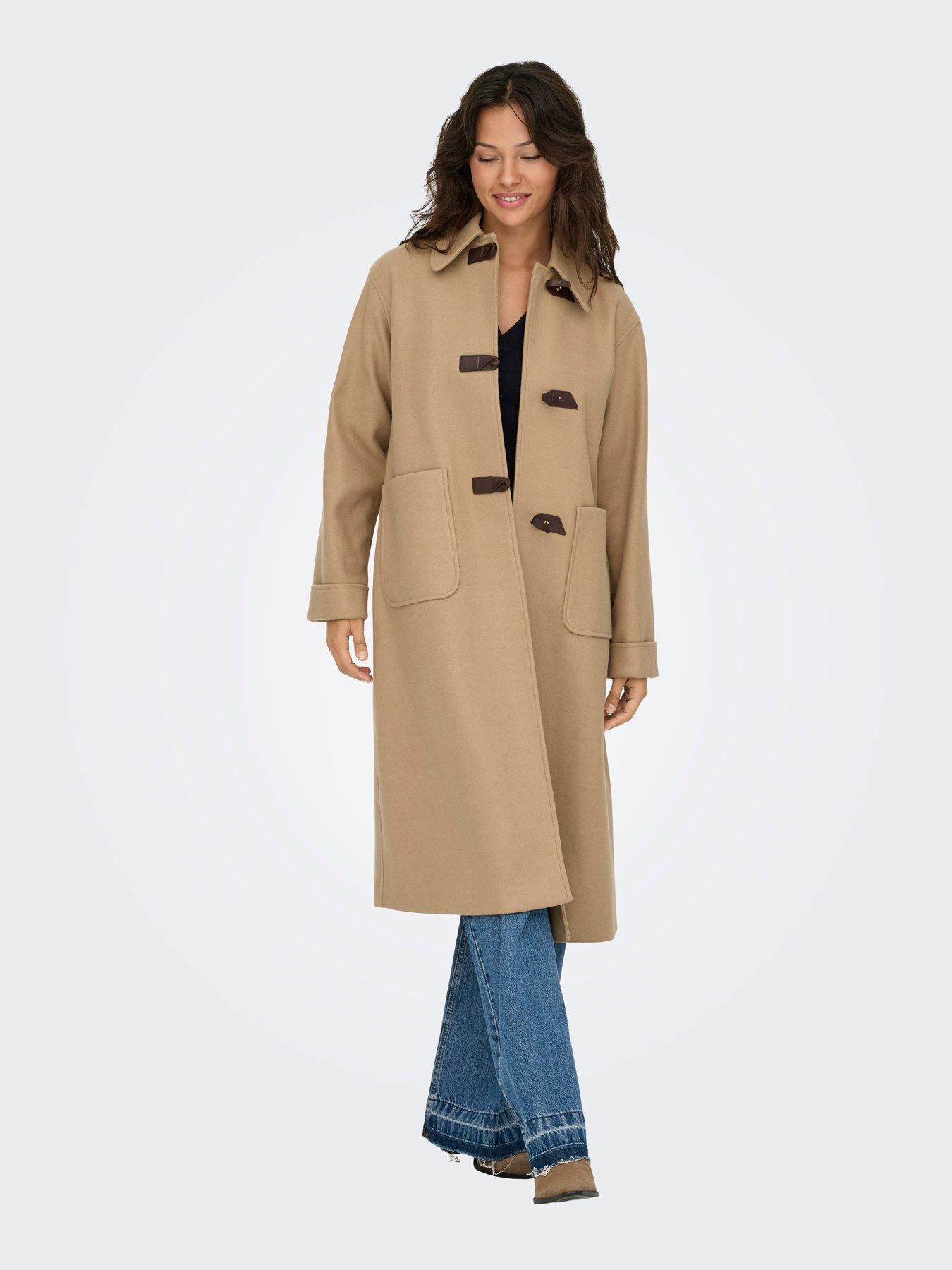 Image 3 of 5 of Only Evie Toggle Fastening Coat - Beige
