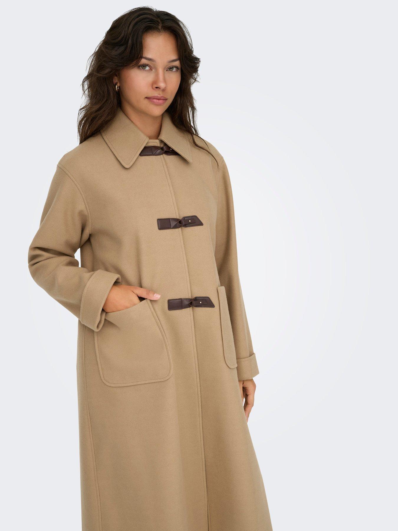 Image 4 of 5 of Only Evie Toggle Fastening Coat - Beige