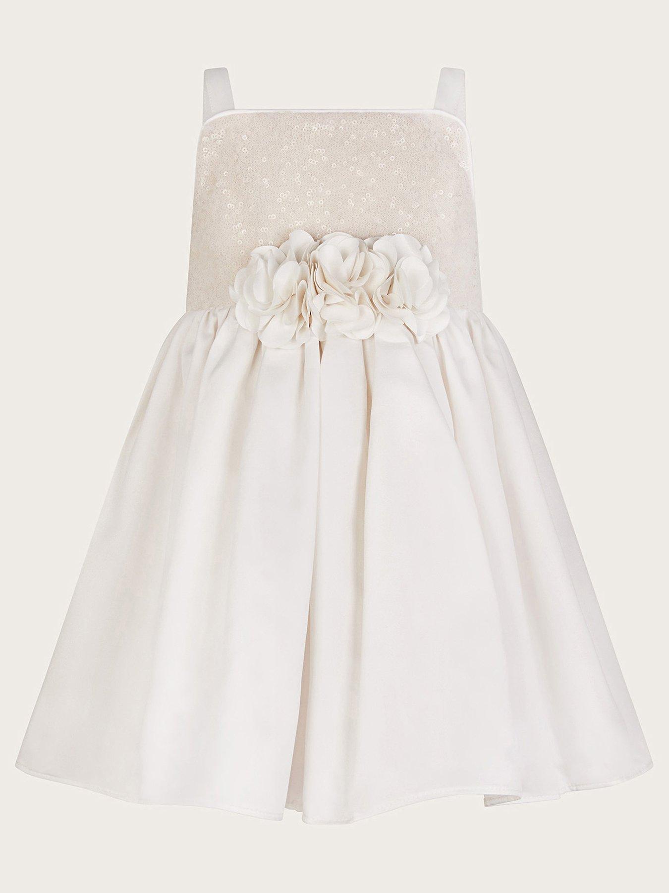 undefined Baby Girls Orelia Sequin Satin Dress - White