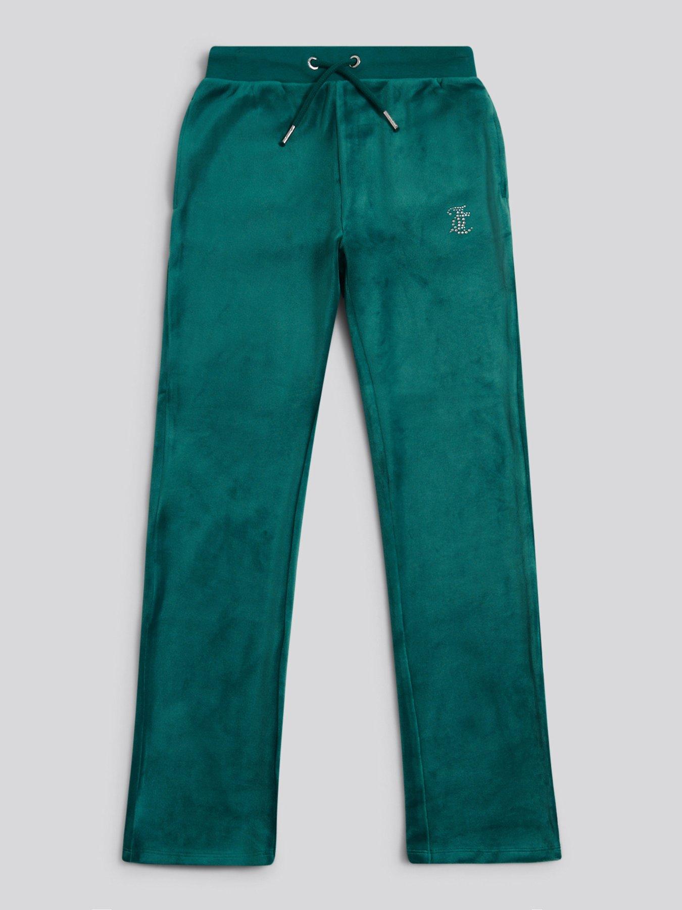 Juicy Couture Girls Diamante Velour Bootcut Jogger, Green, Size Age: 12-13 Years