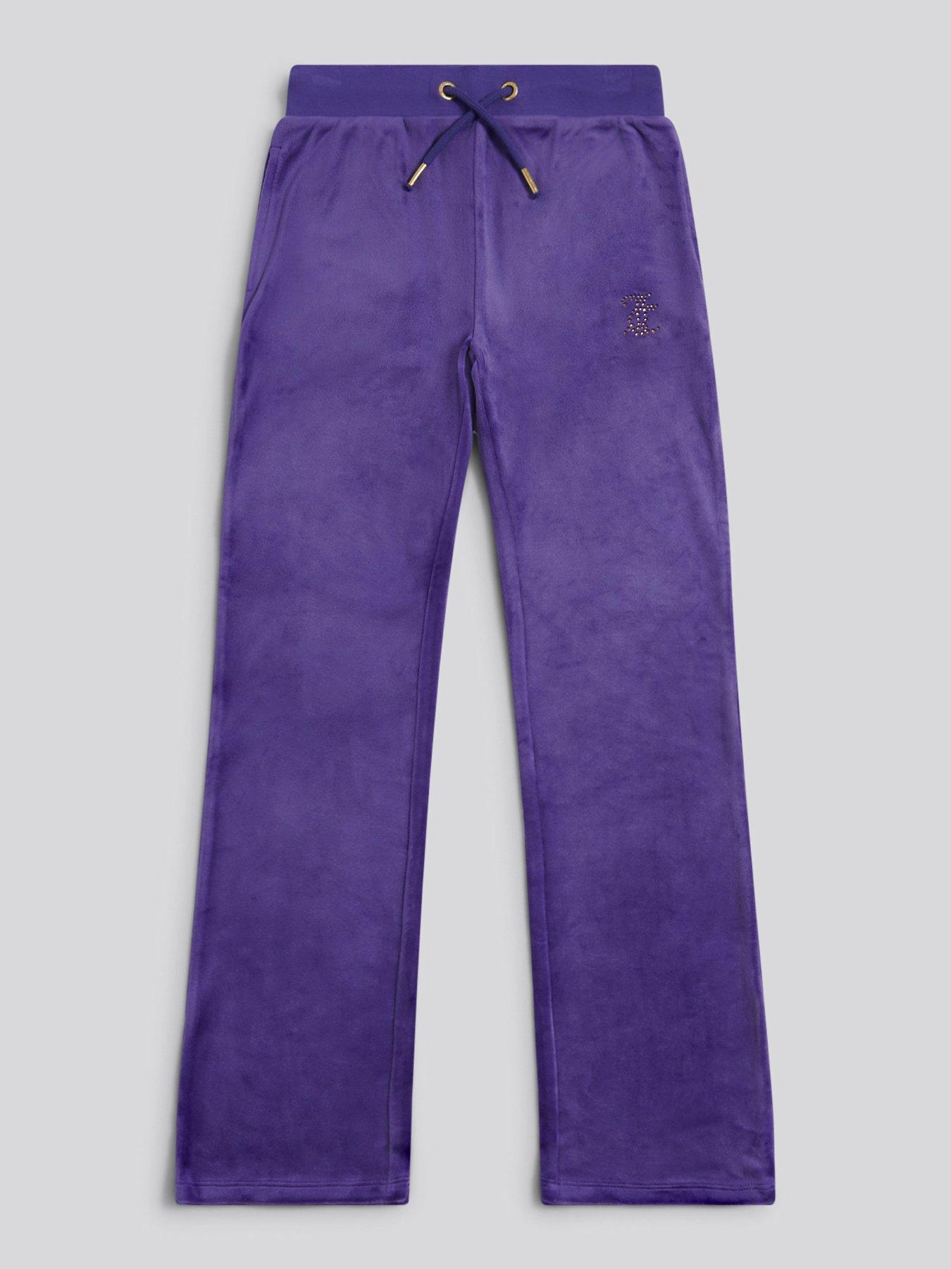 Juicy Couture Girls Diamante Velour Bootcut Jogger - Blue