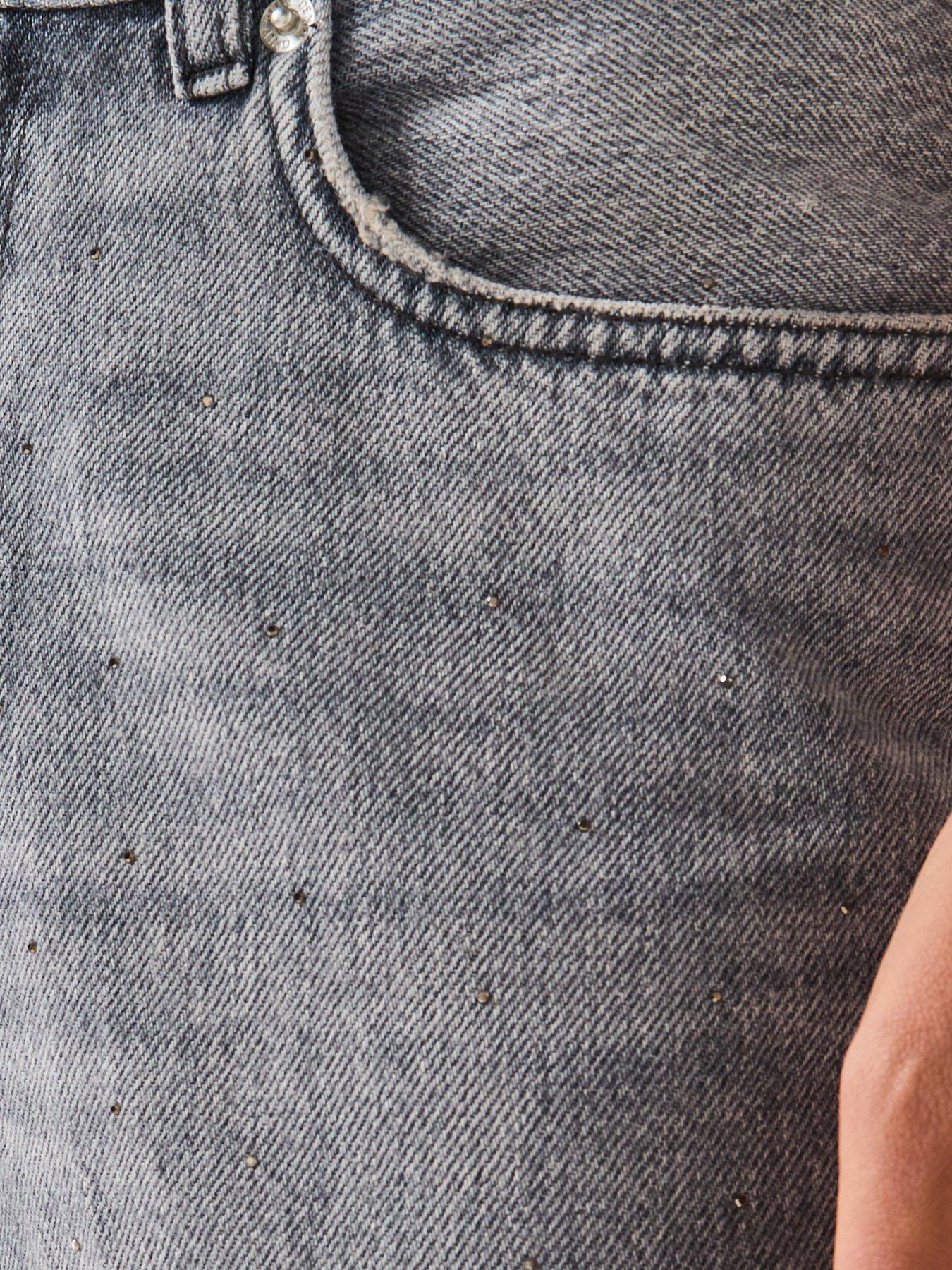 Only Cobain Wide Rhinestone Jeans - Grey | Very