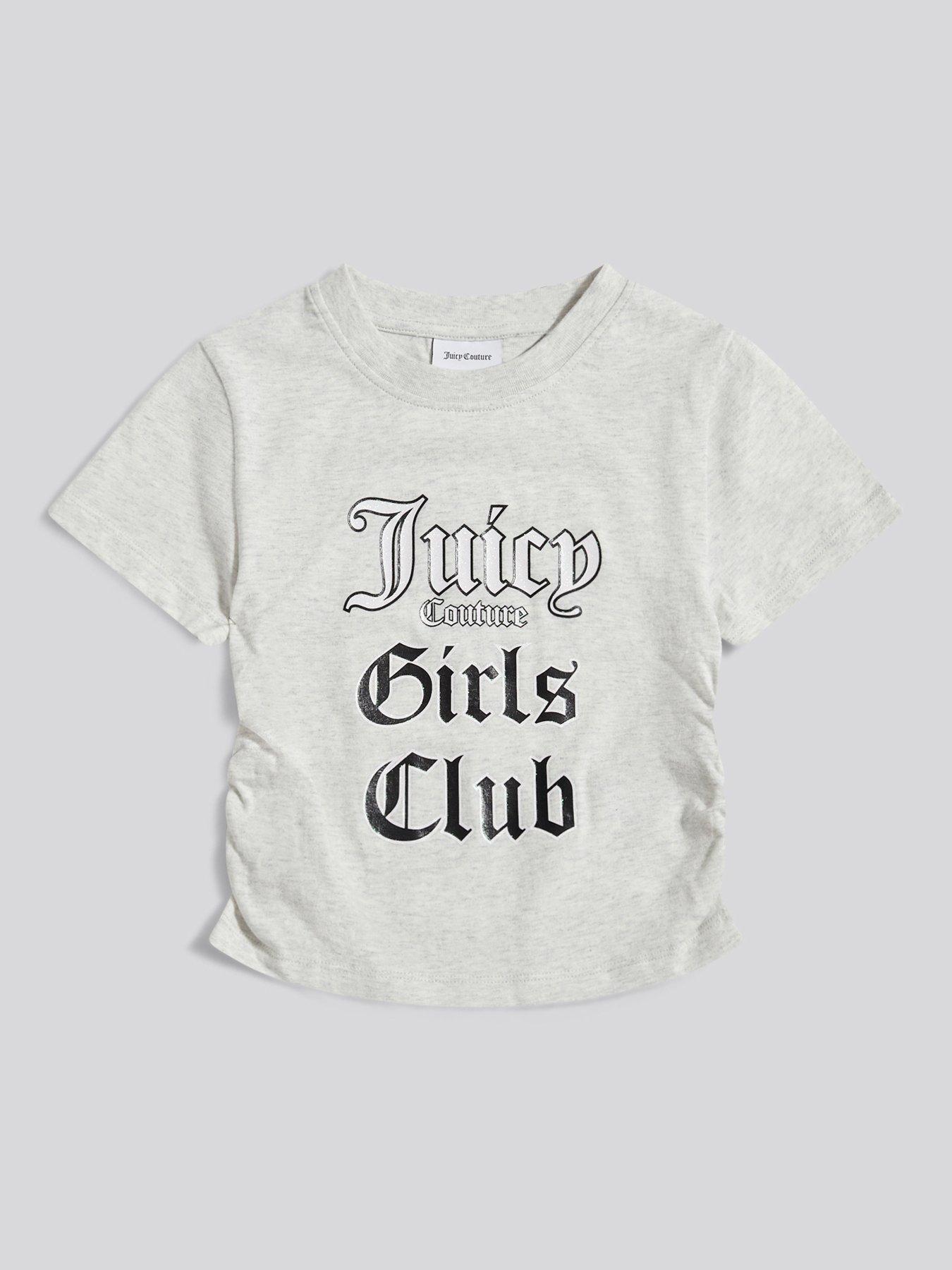Juicy Couture Girls Slogan Short Sleeve T-Shirt - Grey