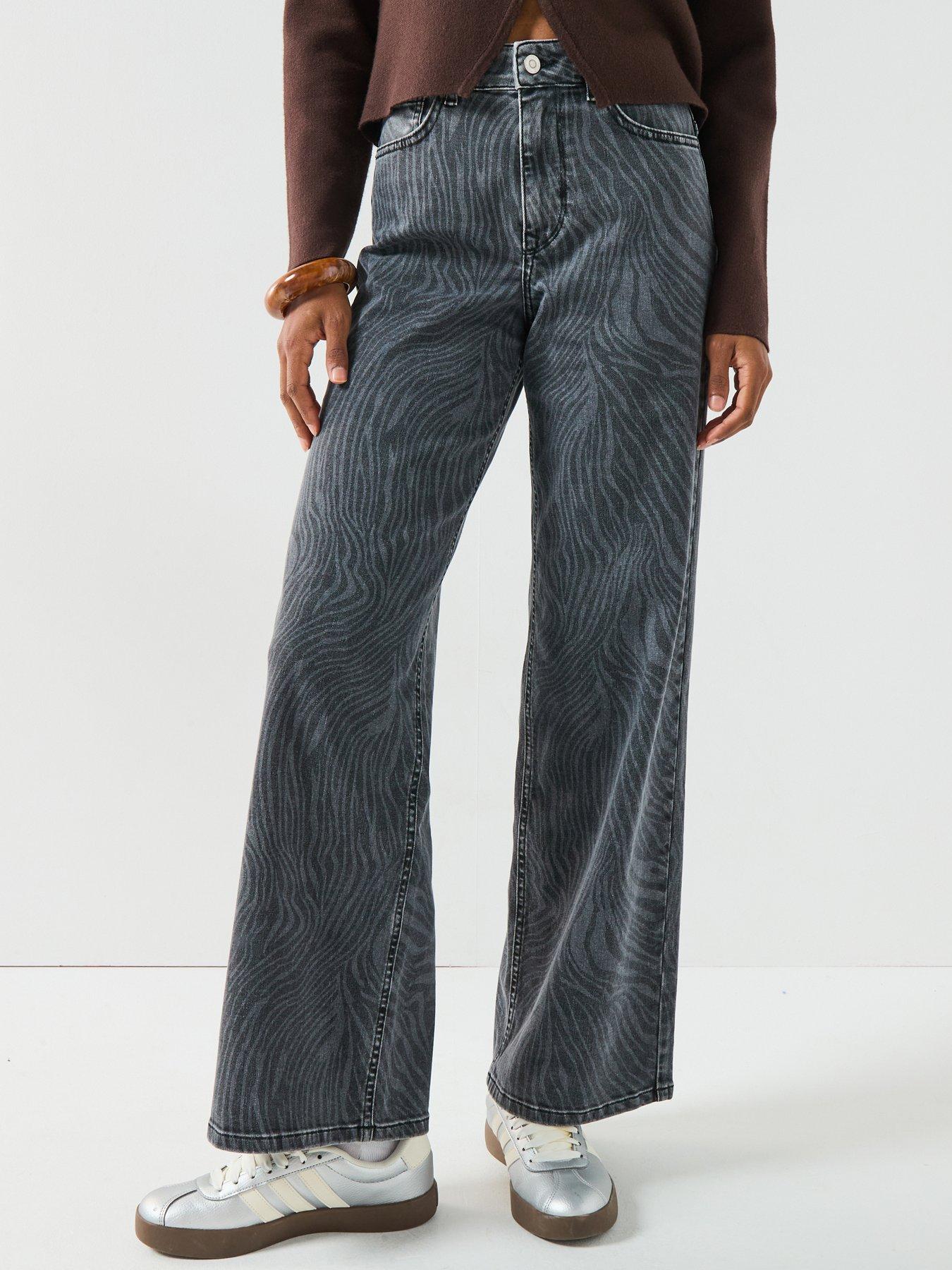 Only Blush Zebra High Waist Wide Leg Jean