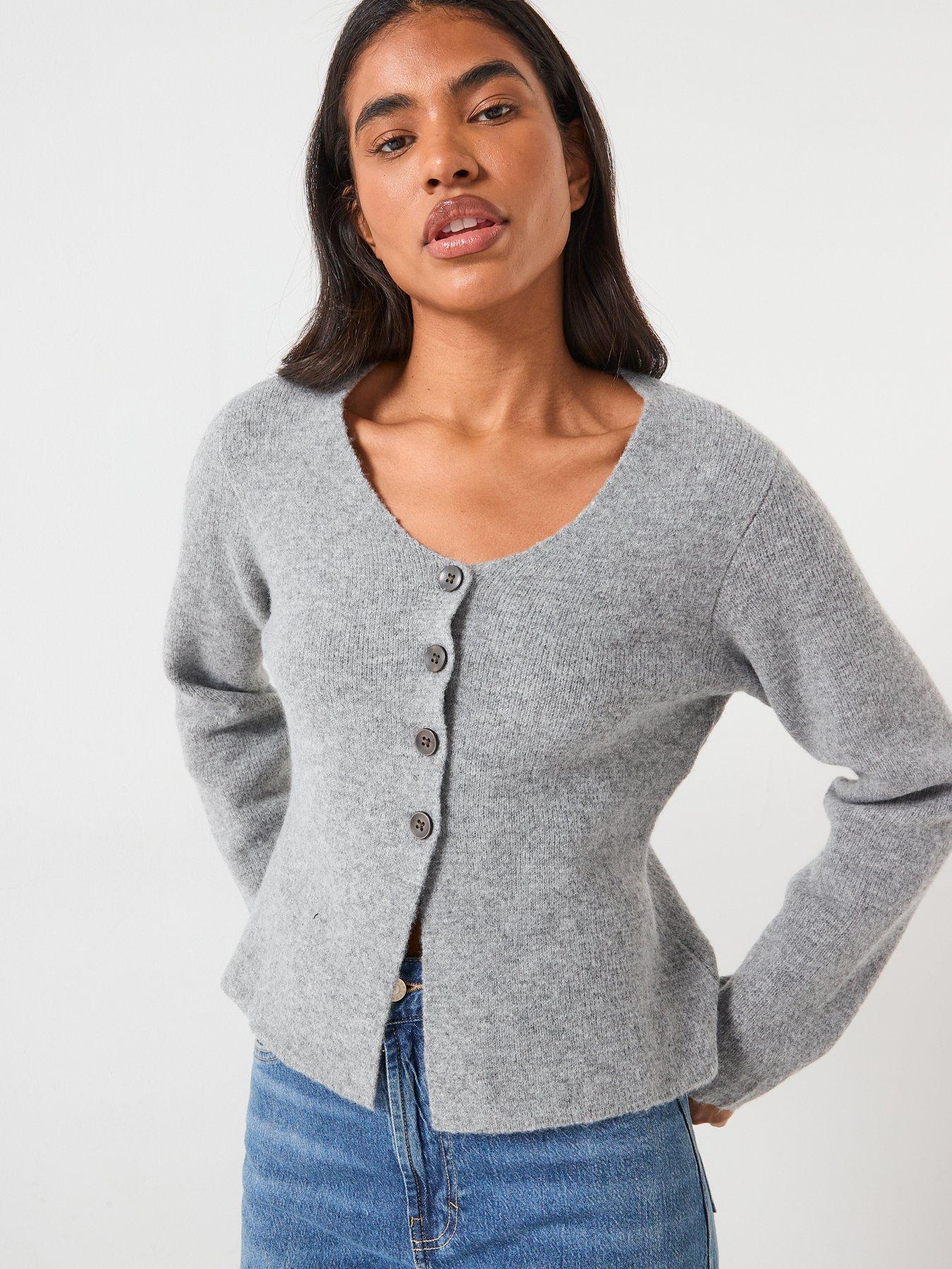 JDY Lea Life Button Cardigan - Grey