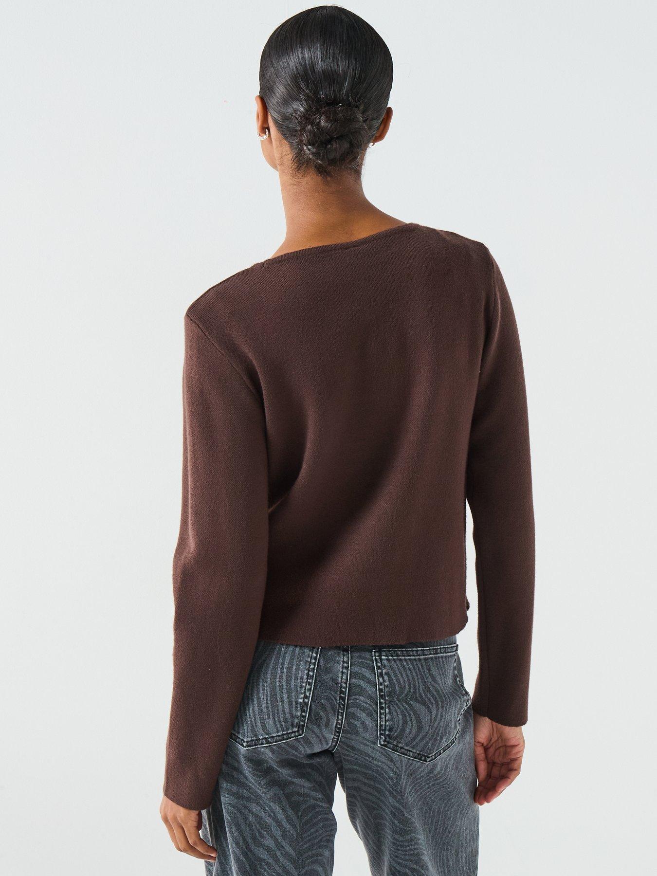 Image 2 of 6 of Only Scarlett Long Sleeve Button Cardigan - Brown