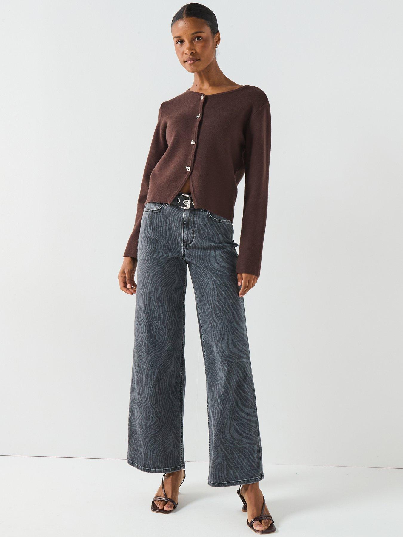 Image 3 of 6 of Only Scarlett Long Sleeve Button Cardigan - Brown