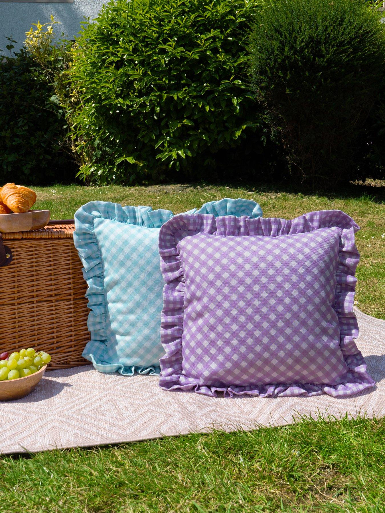 Image 3 of 4 of rucomfy Frilled Gingham Cushion