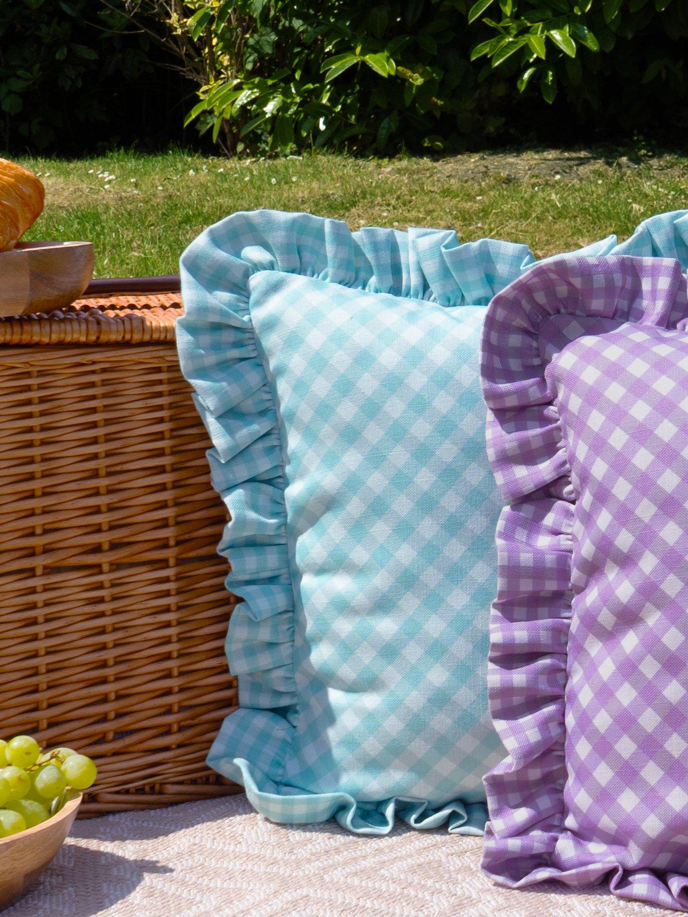 Image 4 of 4 of rucomfy Frilled Gingham Cushion