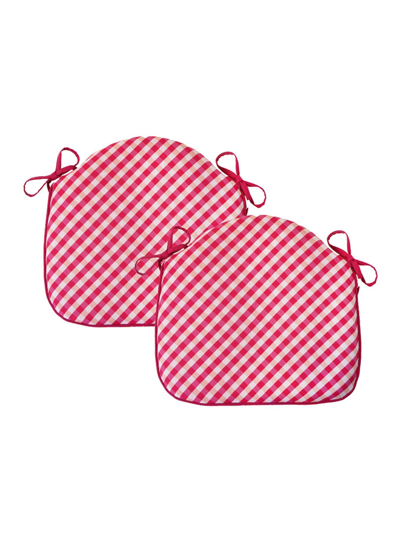 undefined Single Seat Indoor/outdoor Chair Seatpad - 2 Pack-cerise Gingham