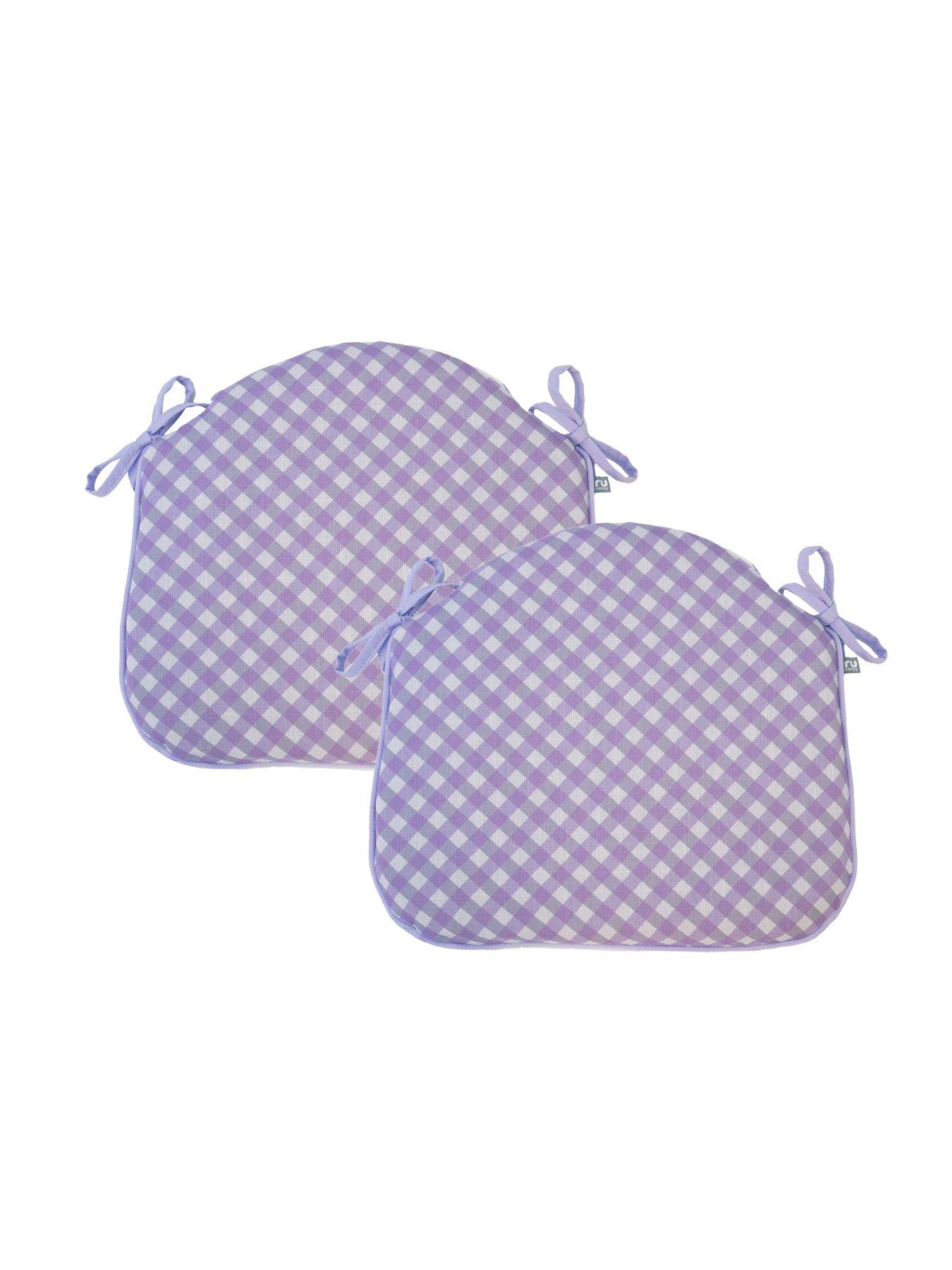 undefined Single Seat Indoor/outdoor Chair Seatpad - 2 Pack- Lilac Gingham