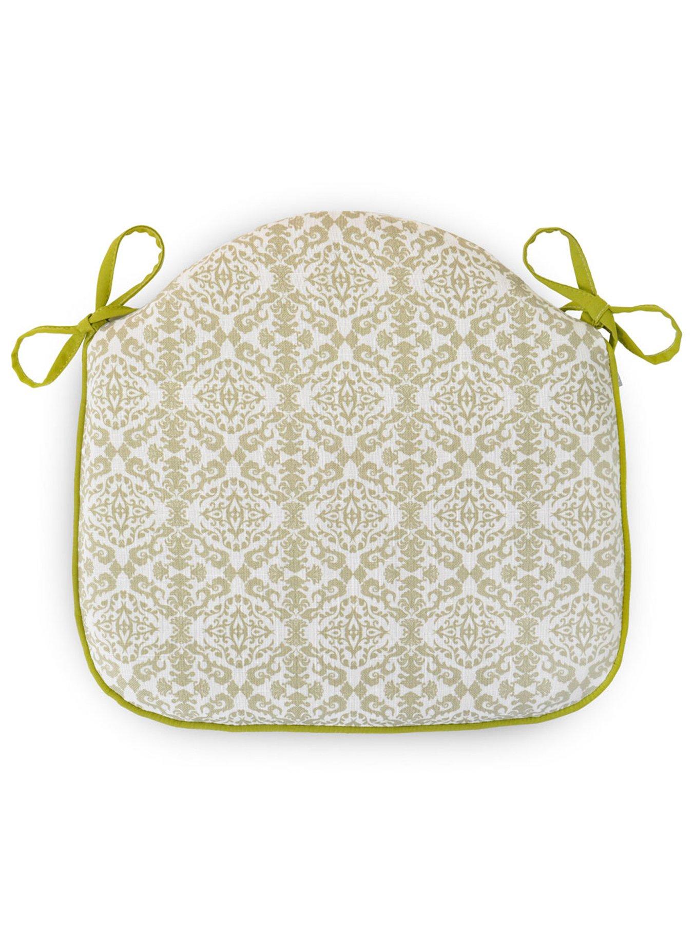 Image 1 of 5 of rucomfy Single Seat Foam Filled Chair Seatpad - 2 Pack- Damask Olive Green