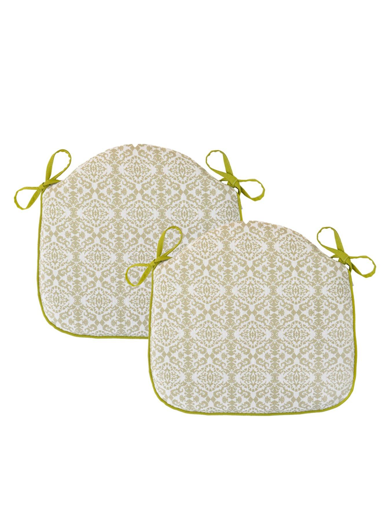 Image 3 of 5 of rucomfy Single Seat Foam Filled Chair Seatpad - 2 Pack- Damask Olive Green