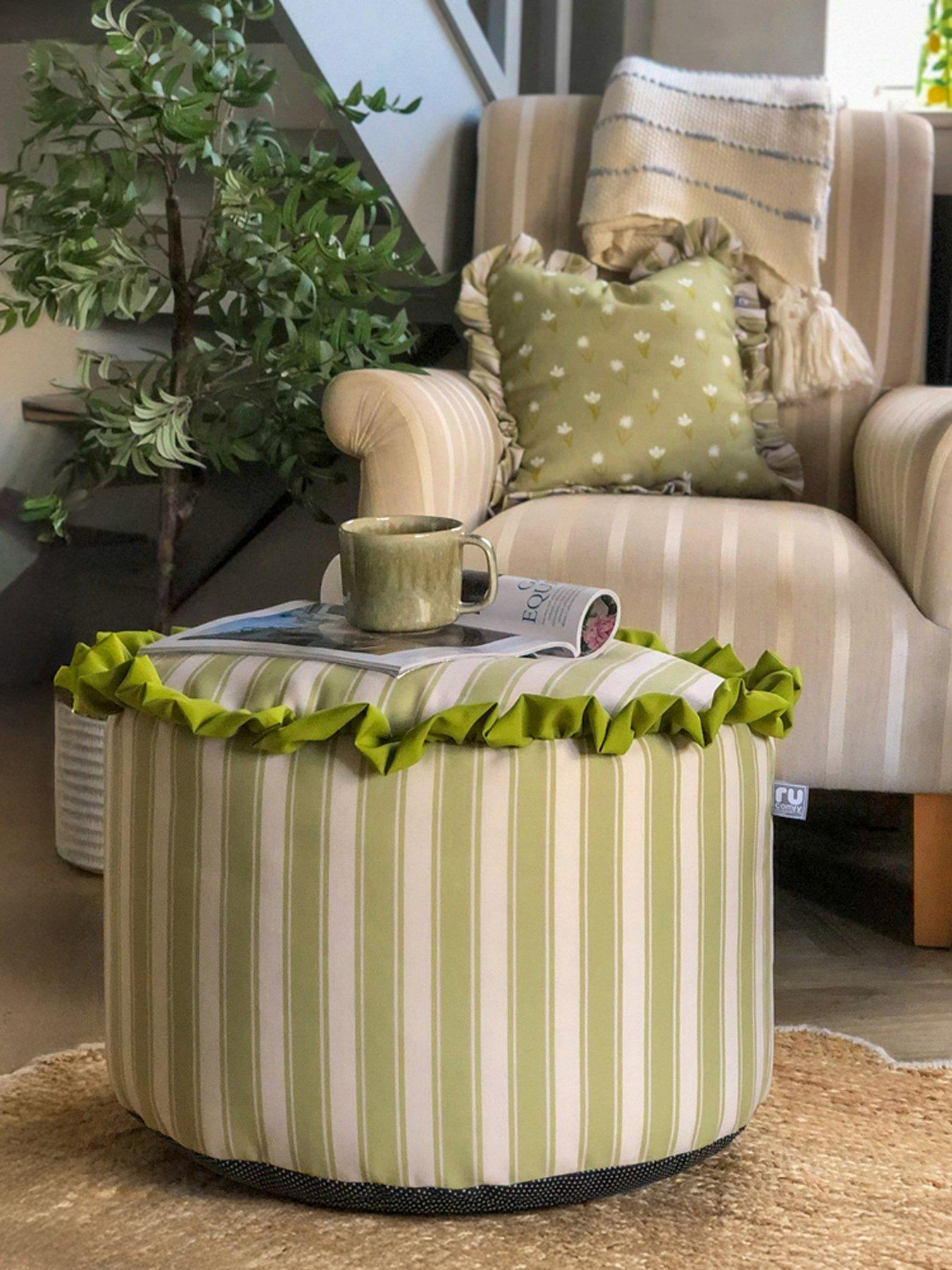 rucomfy Frilled Striped Pouffe Beanbag