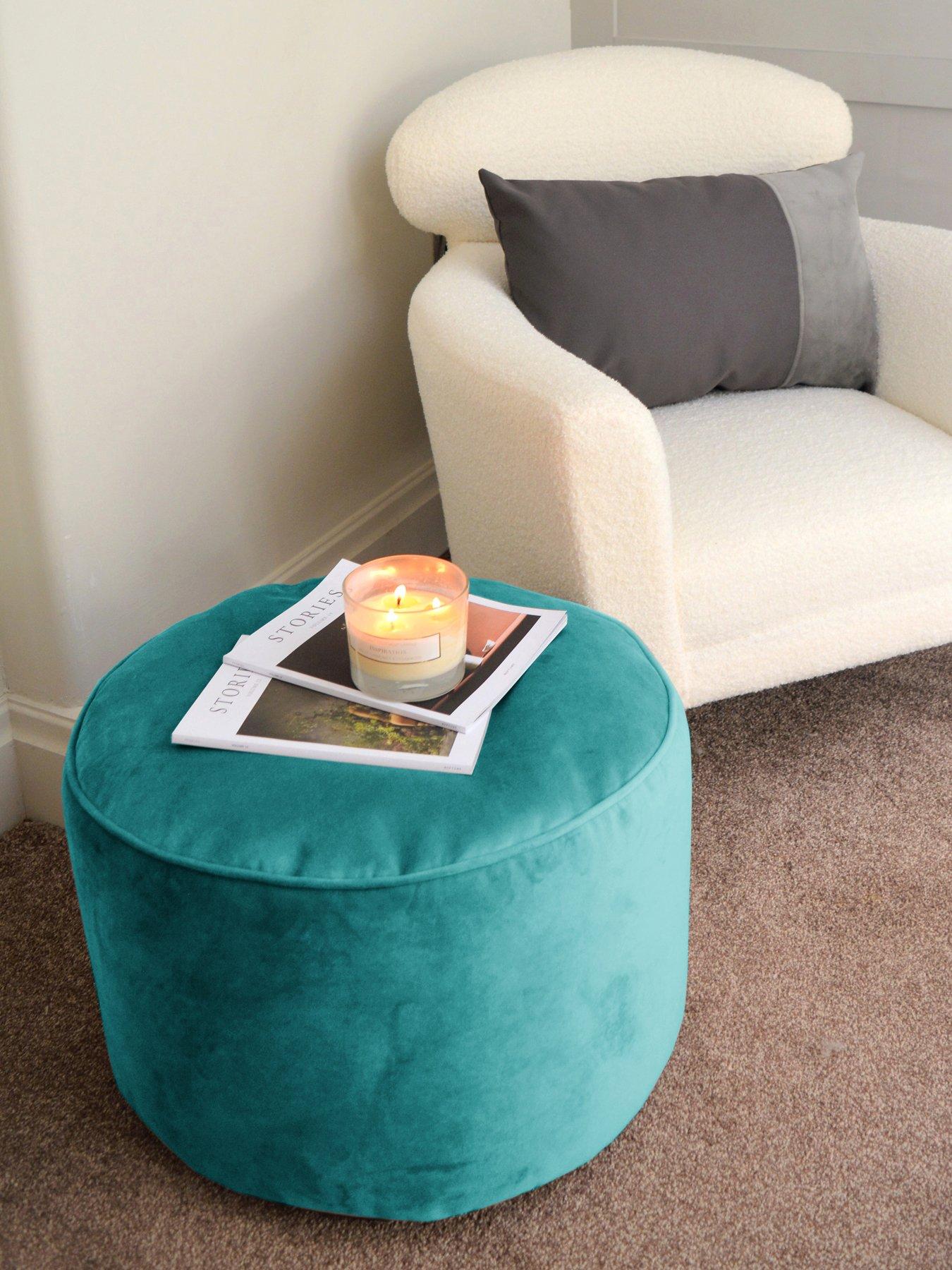 undefined Velvet Pouffe Beanbag - Deep Teal