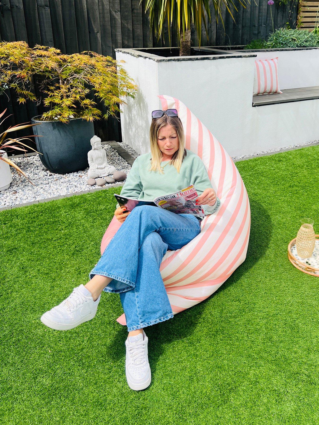 rucomfy Indoor/Outdoor Striped Giant Squarbie Adult Beanbag