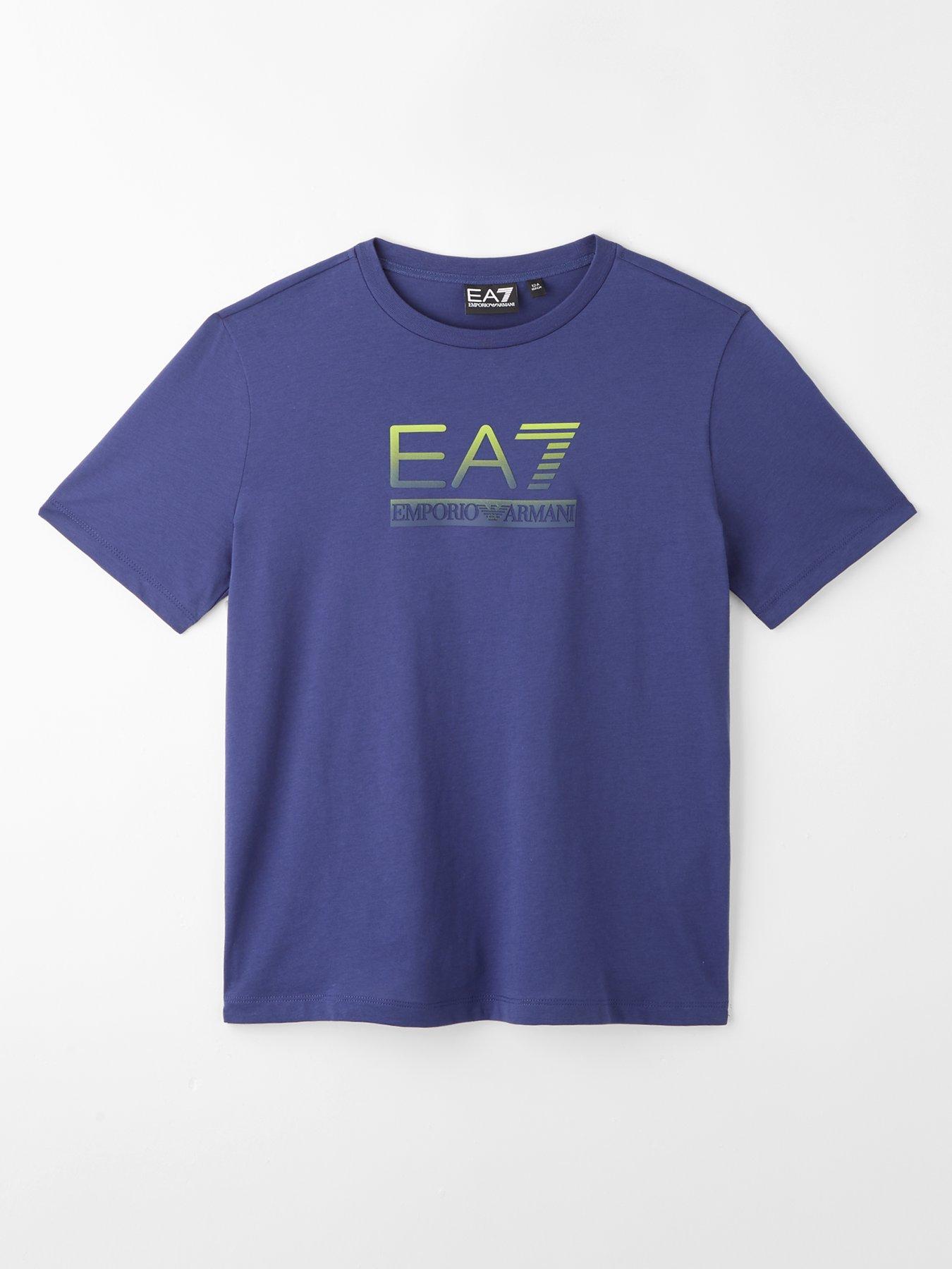 Emporio Ea7 Junior T Shirt EA7 Emporio Armani Boys Blue Logo T