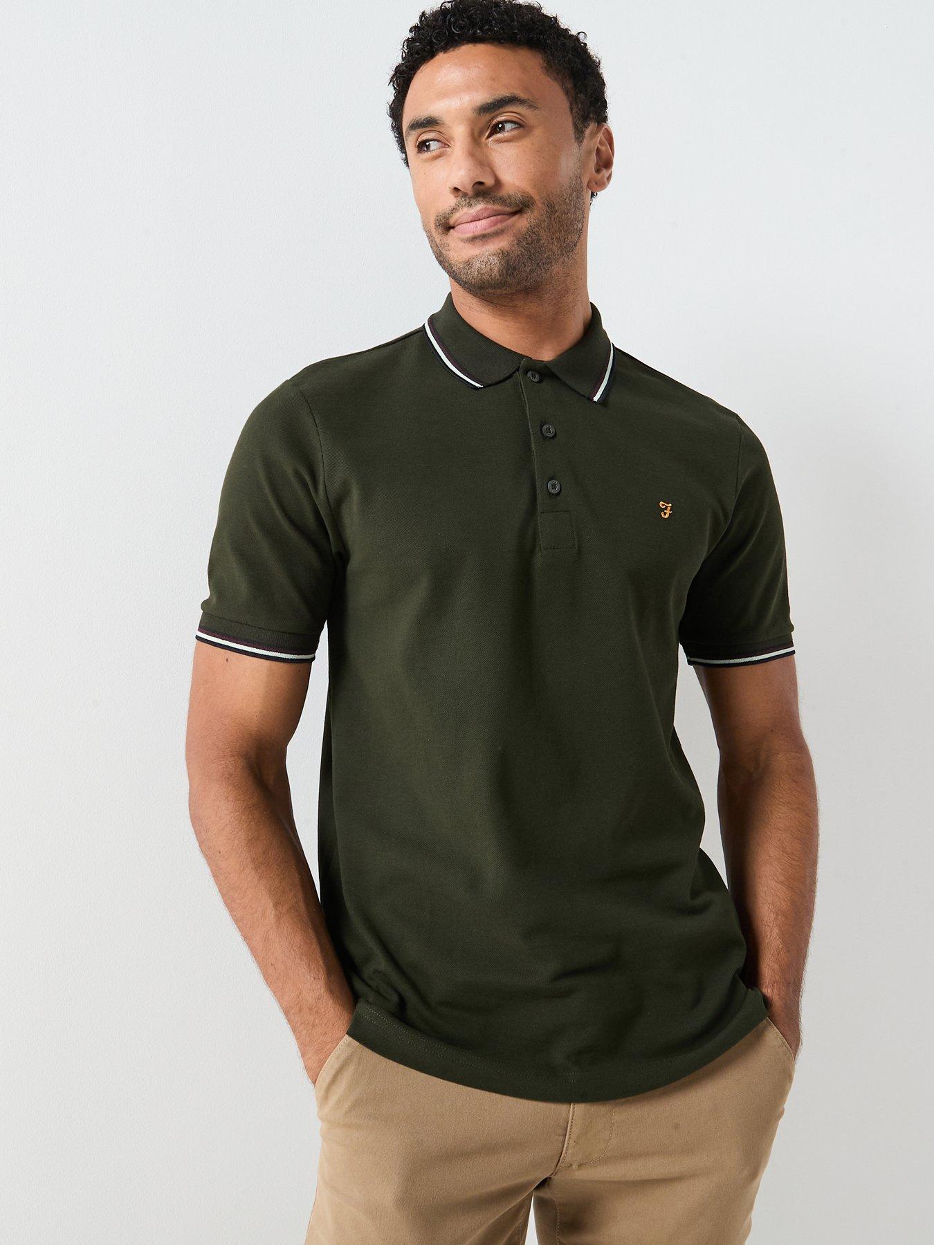 Image 1 of 6 of Farah Elton Tipped Polo Shirt - Brown