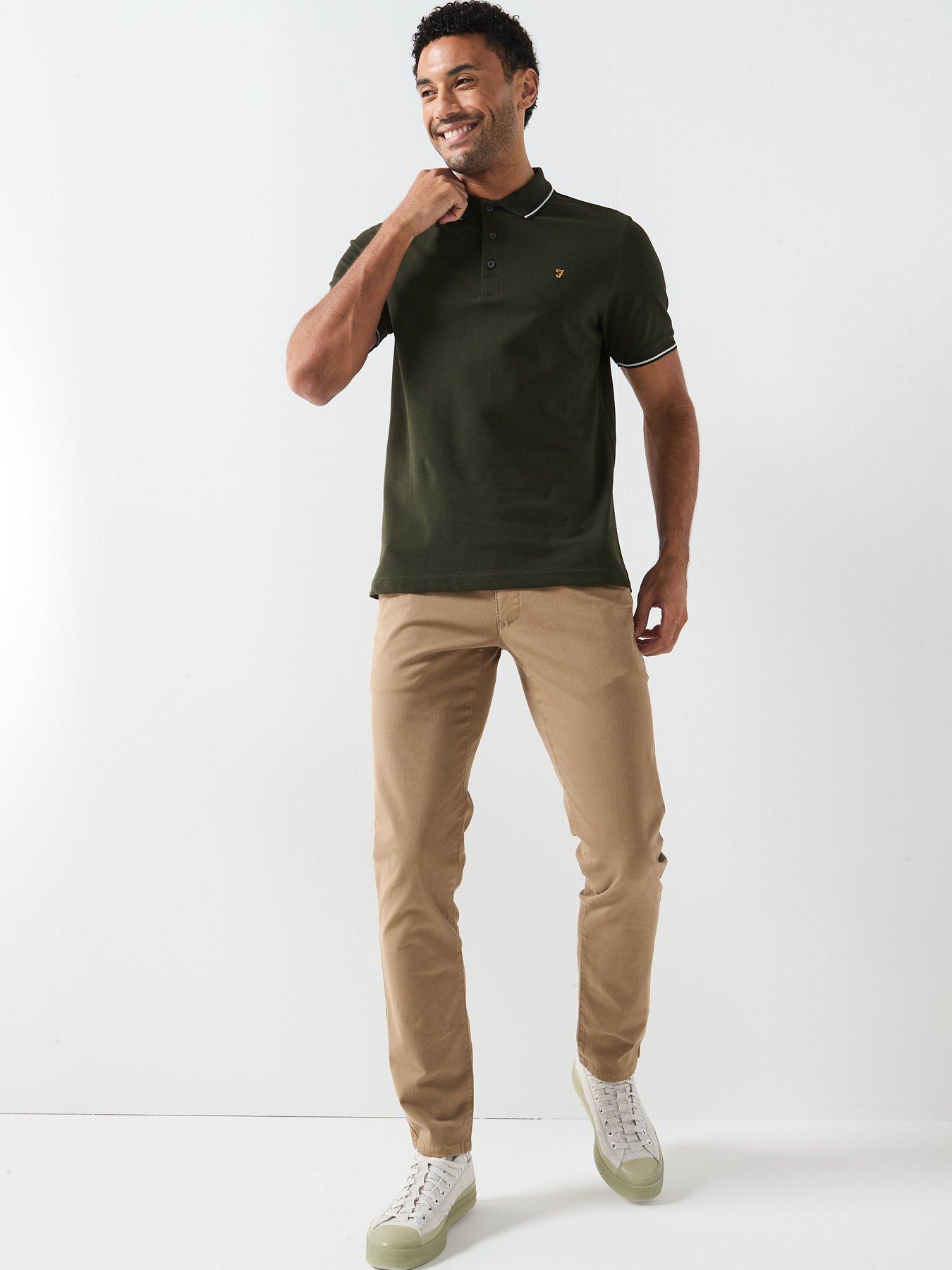 Image 3 of 6 of Farah Elton Tipped Polo Shirt - Brown