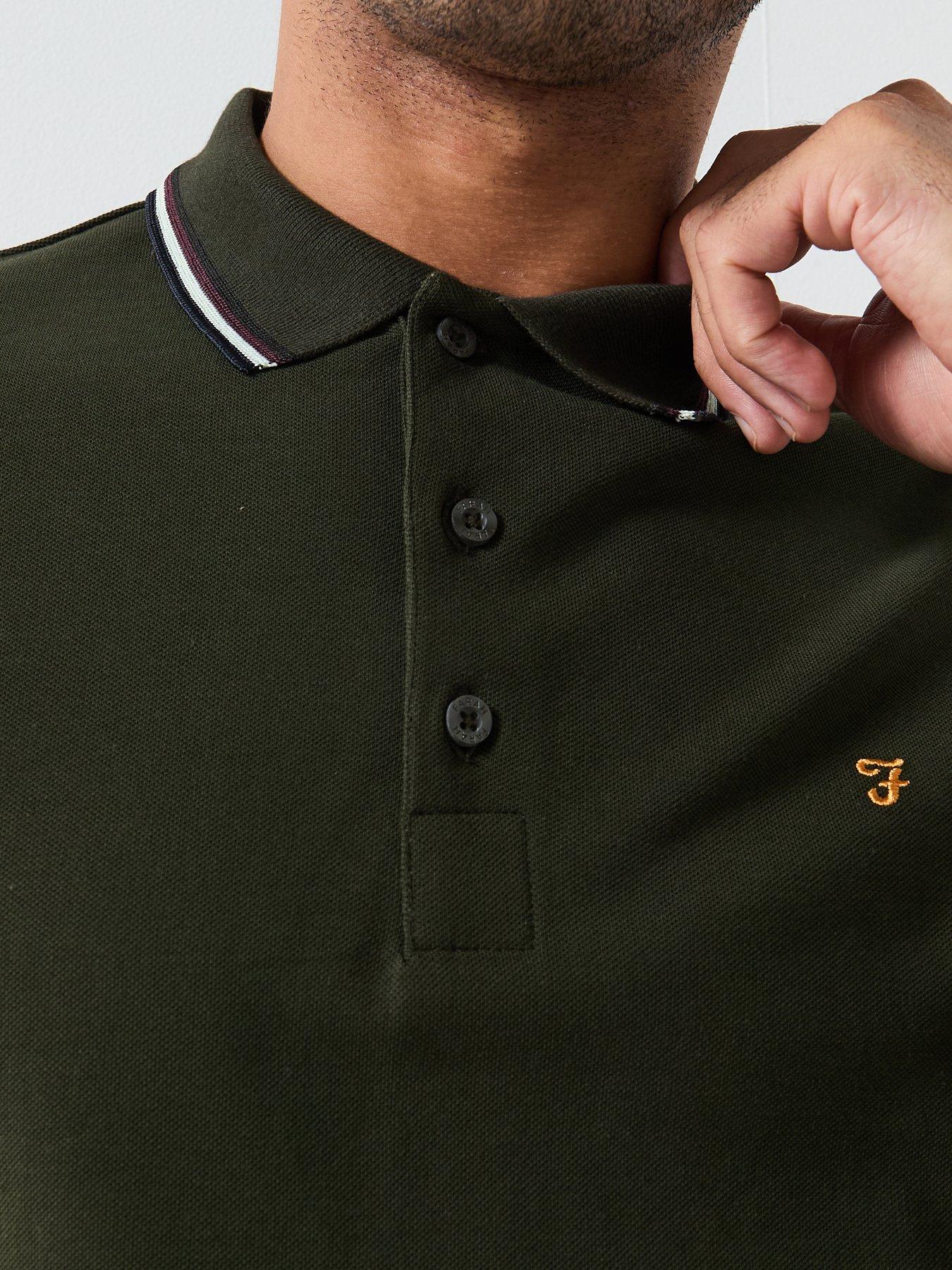 Image 4 of 6 of Farah Elton Tipped Polo Shirt - Brown