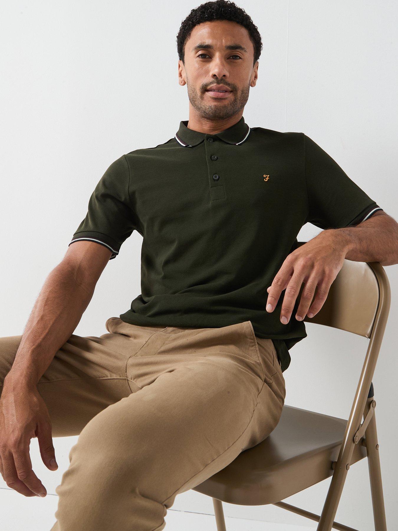 Image 5 of 6 of Farah Elton Tipped Polo Shirt - Brown