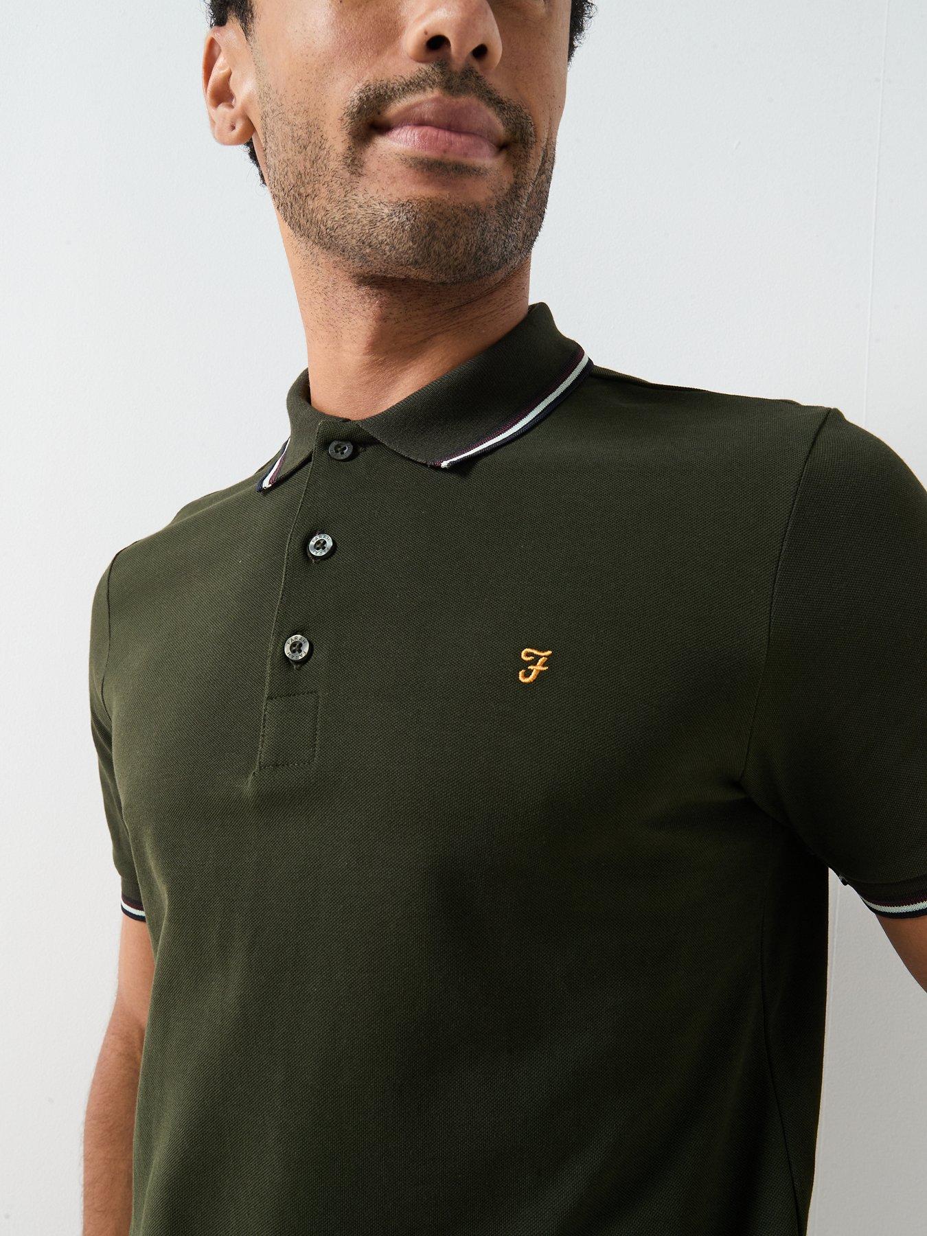 Image 6 of 6 of Farah Elton Tipped Polo Shirt - Brown