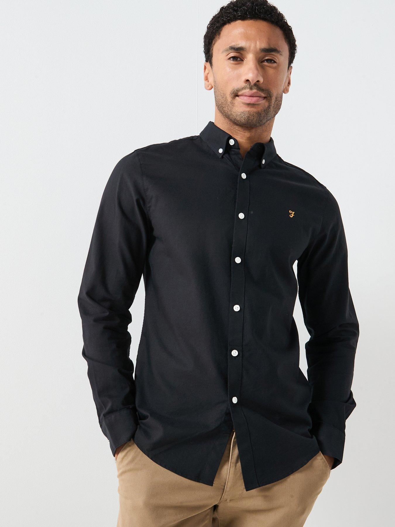 Farah Brewer Oxford Slim Fit Shirt - Black