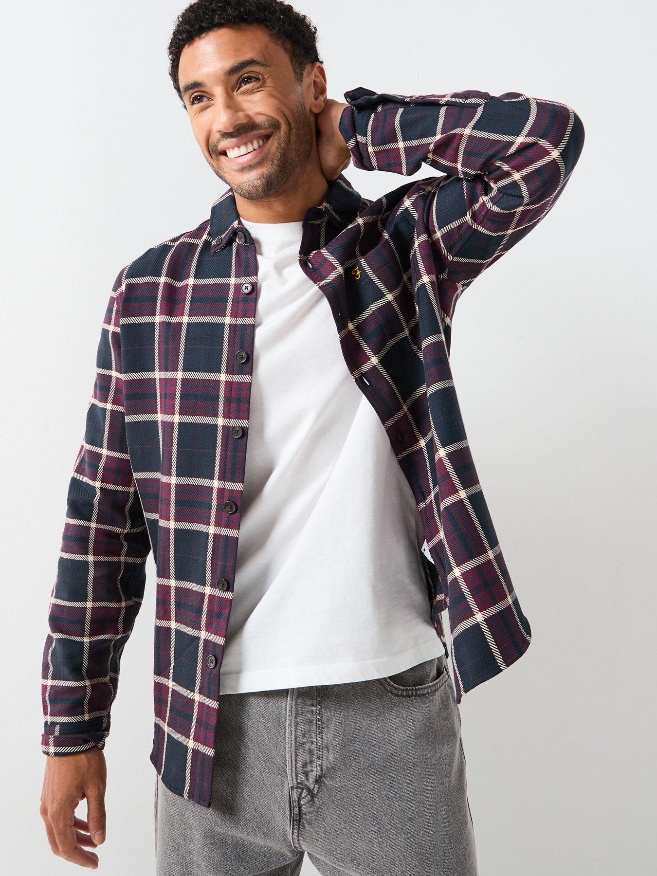 Farah Christian Check Relaxed Fit Shirt - Brown