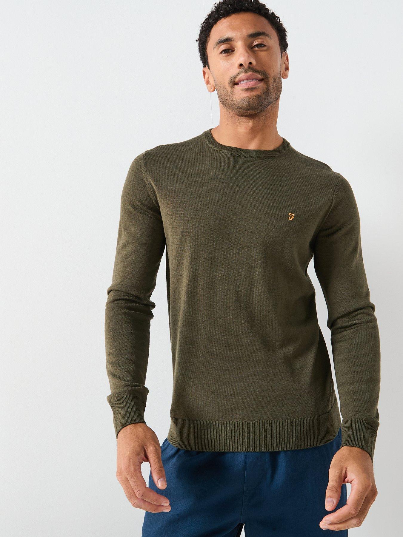 Farah Mullen Merino Wool Knitted Jumper - Green