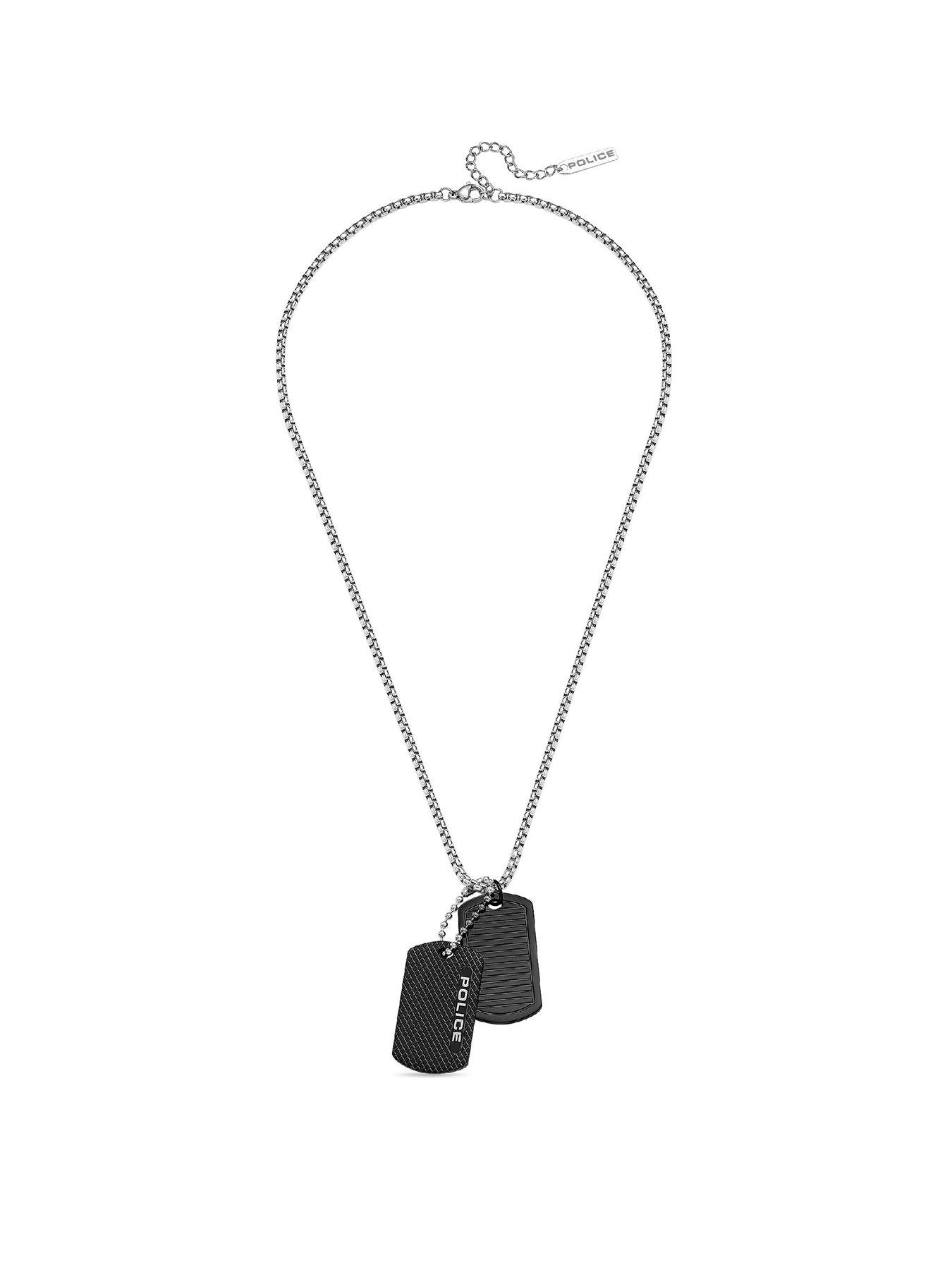 Police Duet Stainless Steel Double Tag Necklace